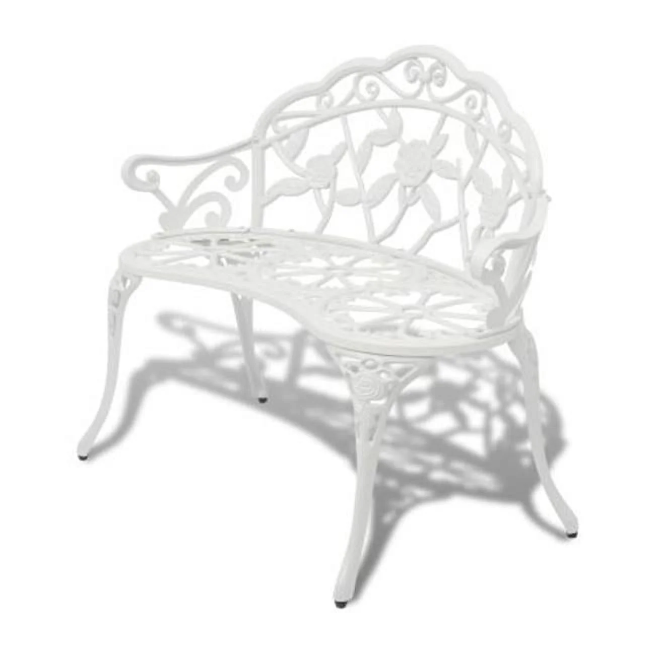 Online Gym Shop  31 x 21 x 39 in. Outdoor Patio Aluminum Bench Cast, White