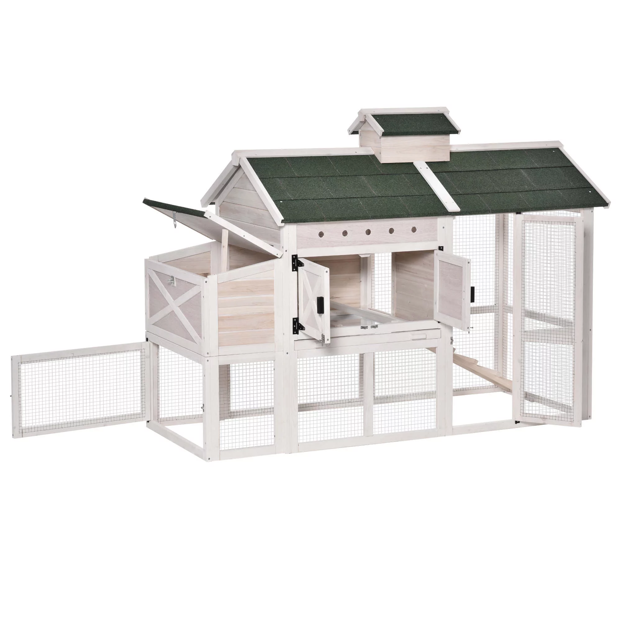 PawHut Wooden Chicken Coop Hen House with Removable Tray and Ventilated Hole 71