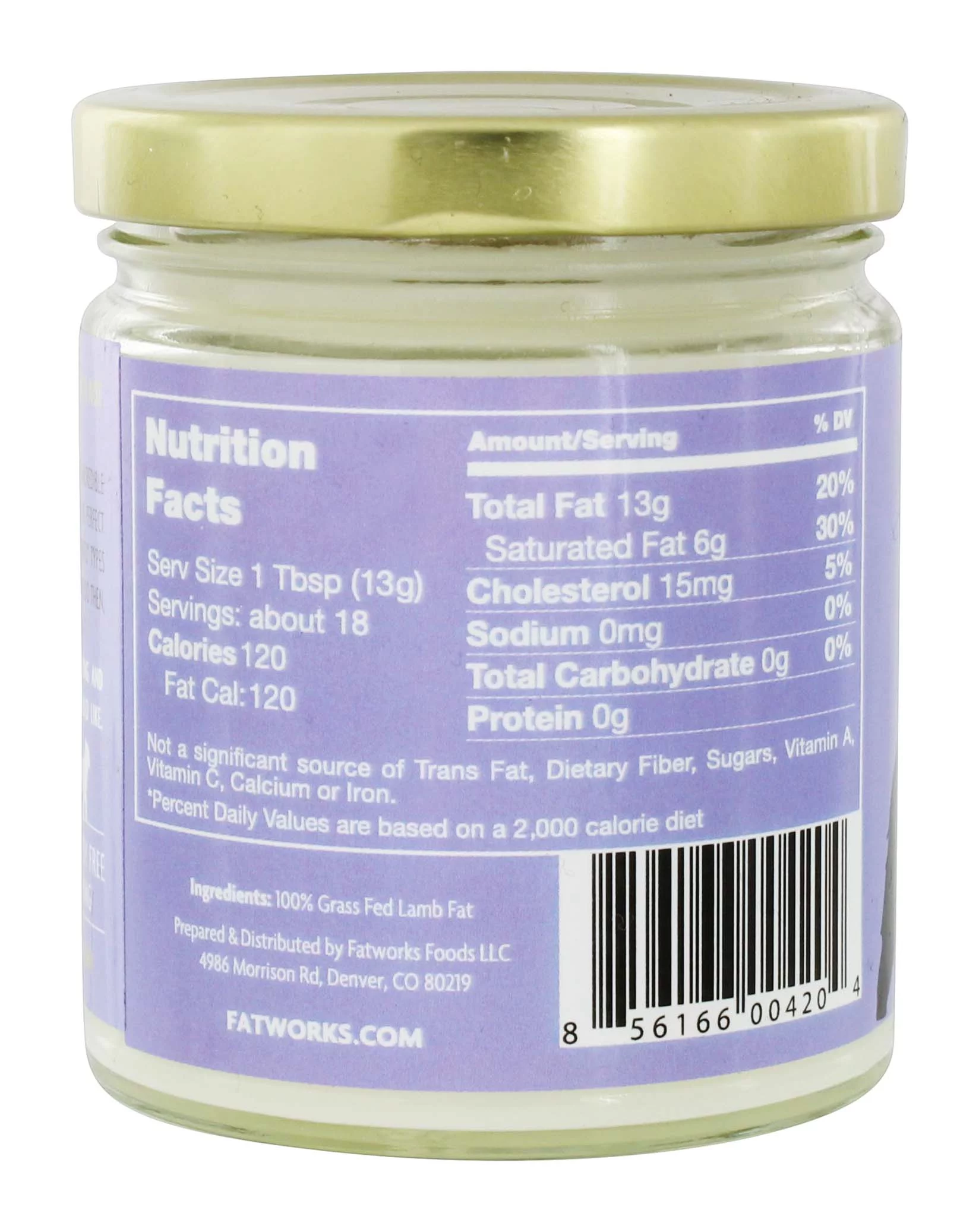 Fatworks Grass Fed Lamb Tallow (7.5oz jar)