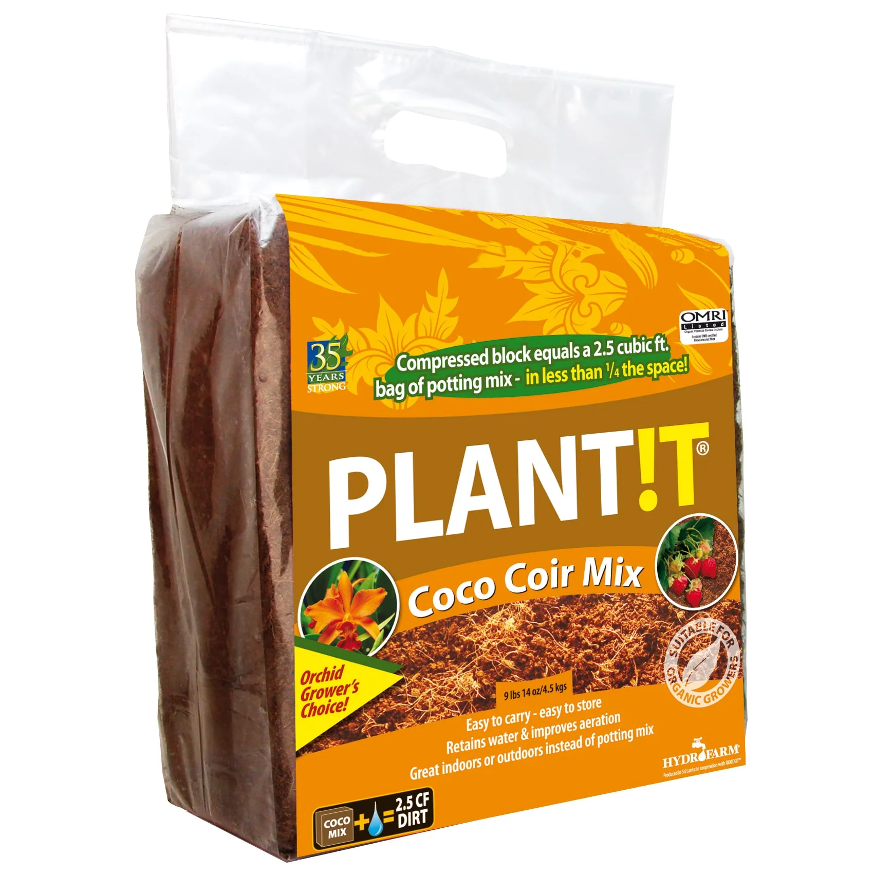 GROW!T JSCCM25 Coco Coir Mix Block for Hydroponics & Indoor/Outdoor Plants
