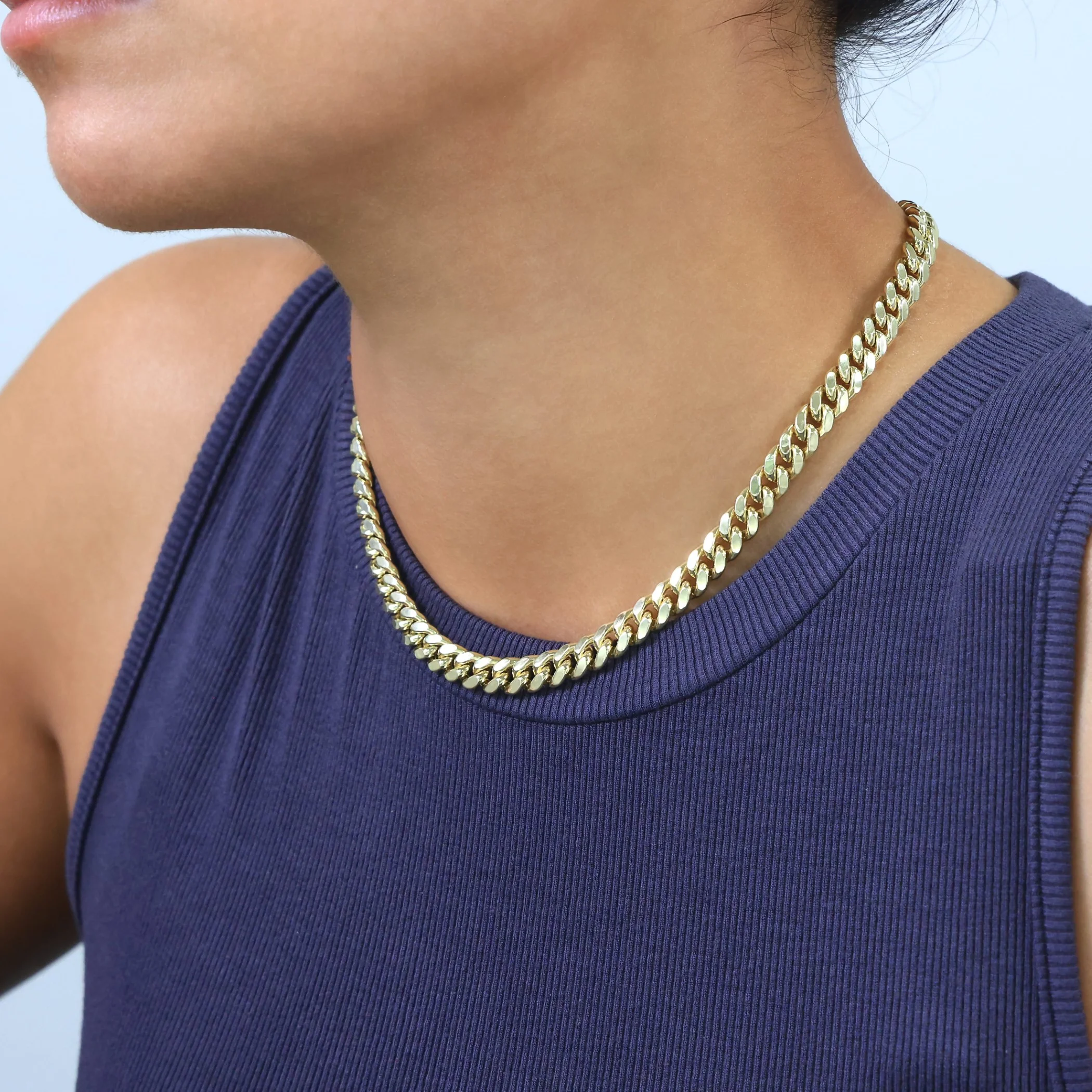 Nuragold 10k Yellow Gold 7.5mm Miami Cuban Link Chain Necklace, Mens Womens Jewelry Box Clasp 16