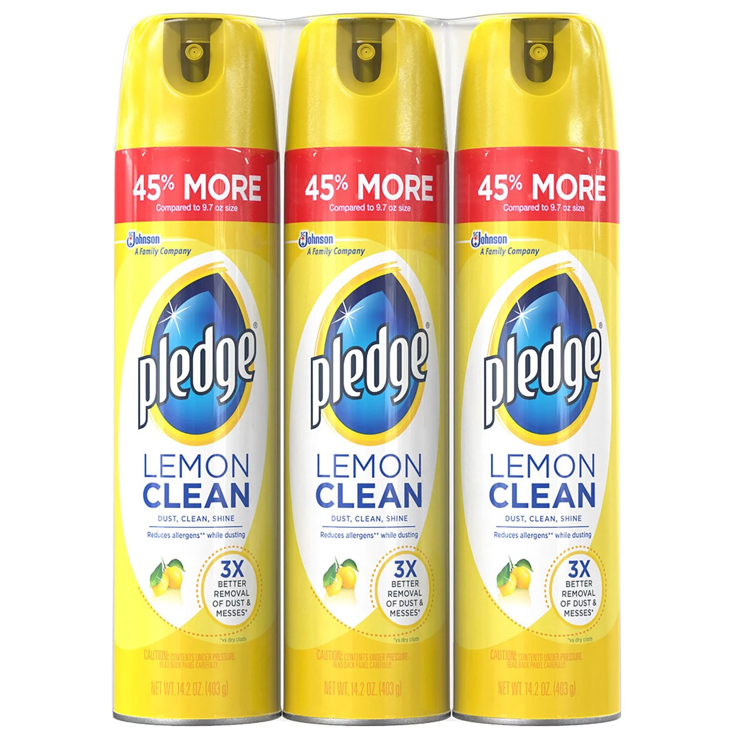 Pledge Spray Wood Polish, Lemon Scent, 14.2 Ounce, 3 Count
