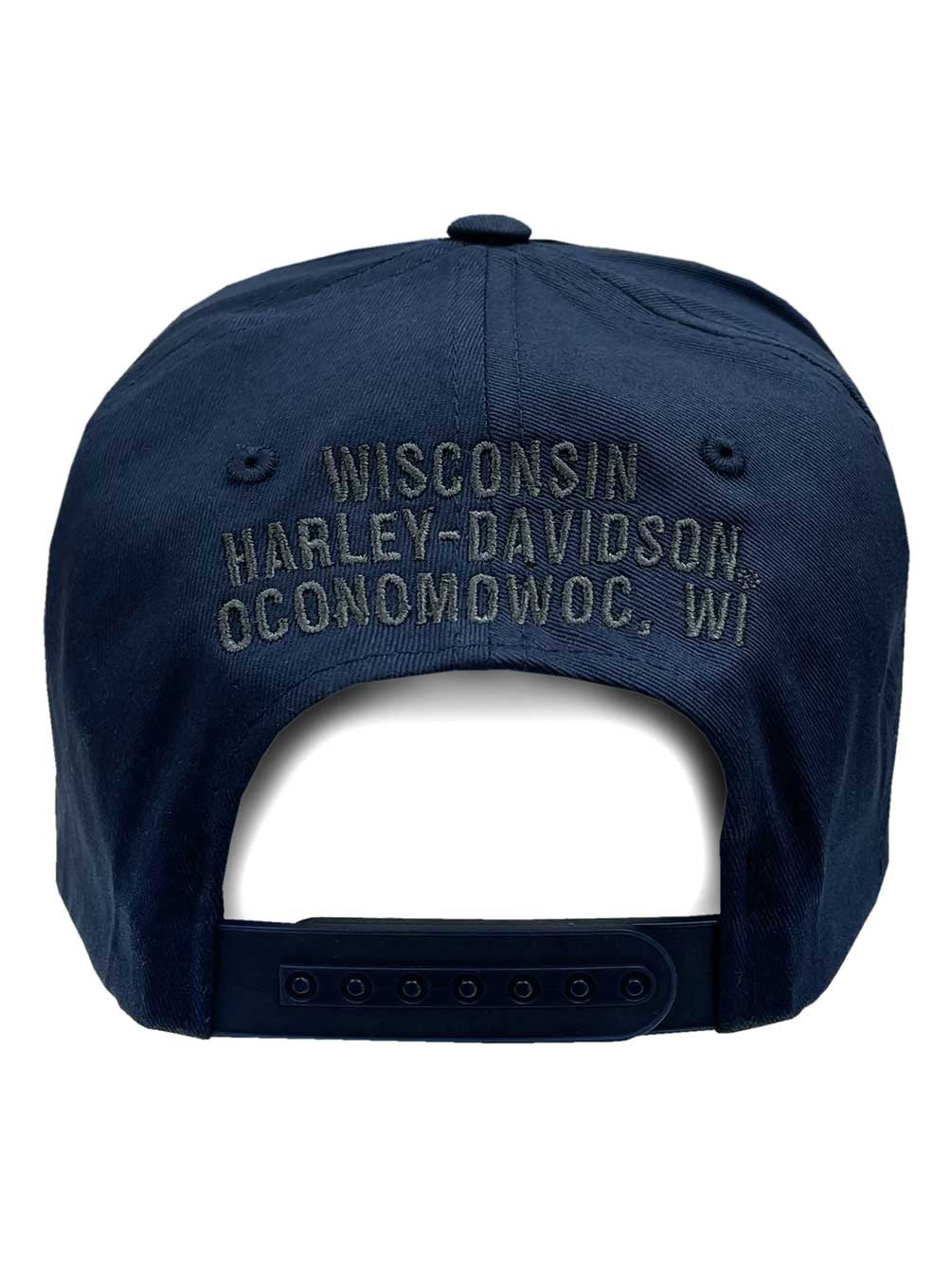 Harley-Davidson Men's Shield H-D Patch Curved Bill Snapback Baseball Cap - Navy, Harley Davidson