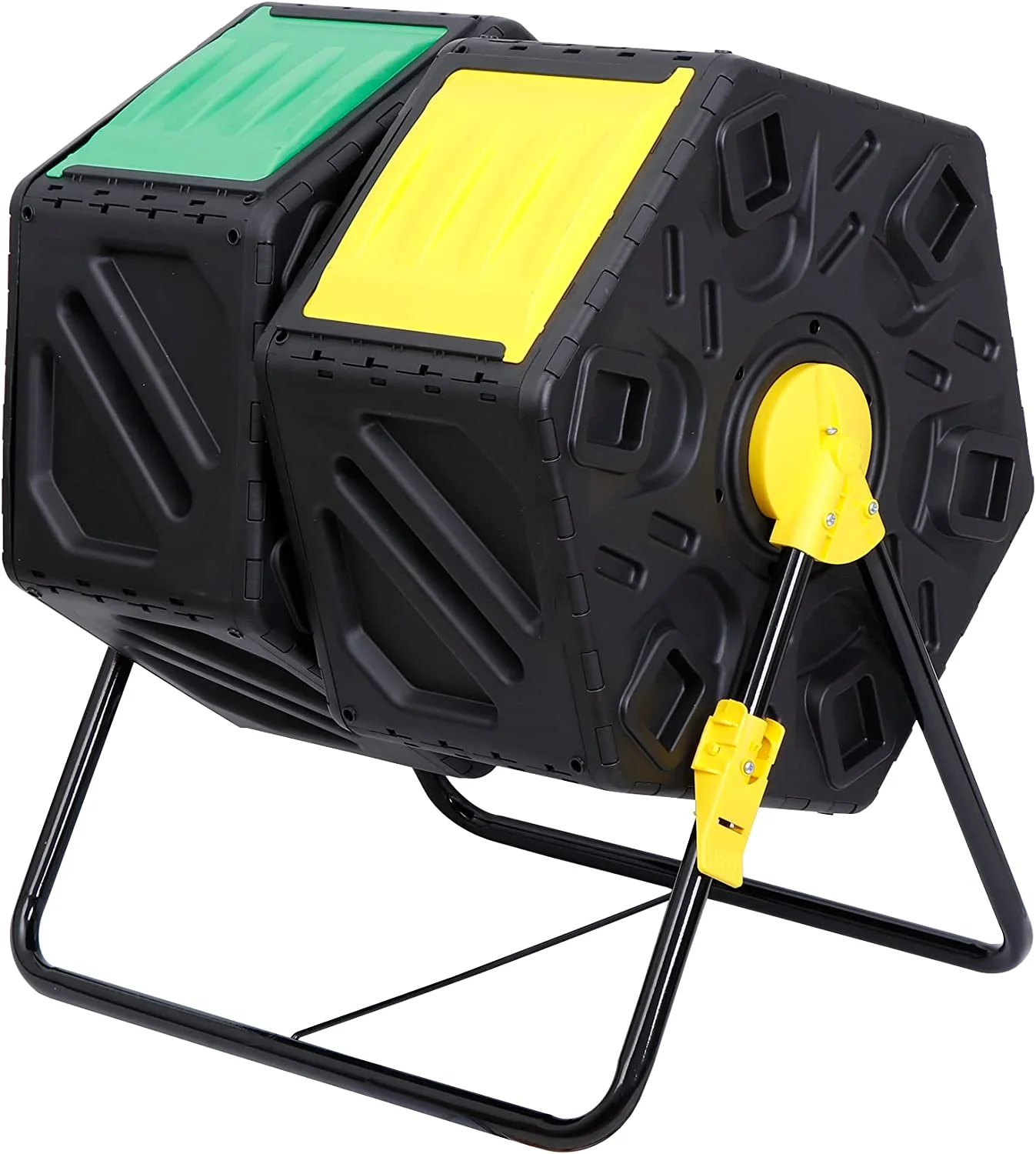 Chamber Composting Tumbler Bin, Tumbling Composter with 2 Sliding Doors for All Season Outdoor, Gardens, Yard Waste, 37 Gallon