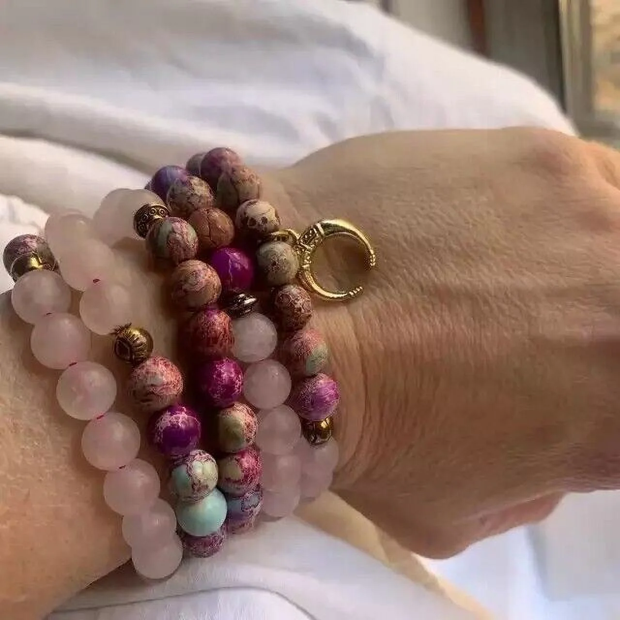 108 Mala Beads Prayer Rose Quartz Healing Meditation Yoga Bracelet Necklace Gift