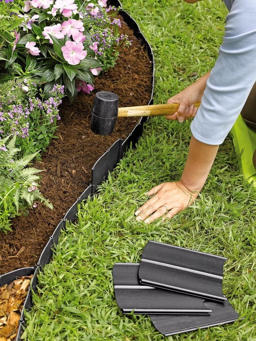 Gardeners Supply Company Easy No-Dig Landscape Edging Kit | Pound in Landscape Edging Kit Outdoor Interlocking Garden Fencing | Made with Weatherproof High Impact Plastic - 8