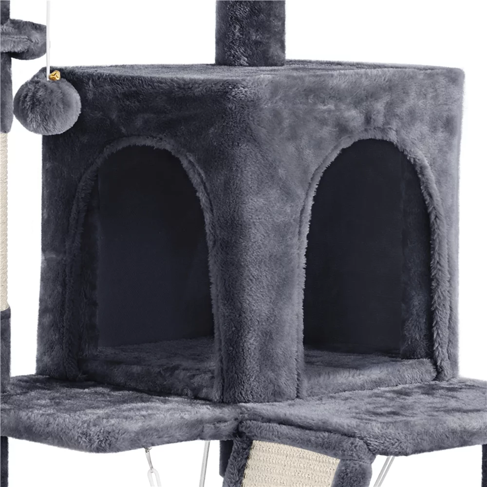 Easyfashion 40'' Height Cat Tree with Scratching Board/Posts, Dark Gray