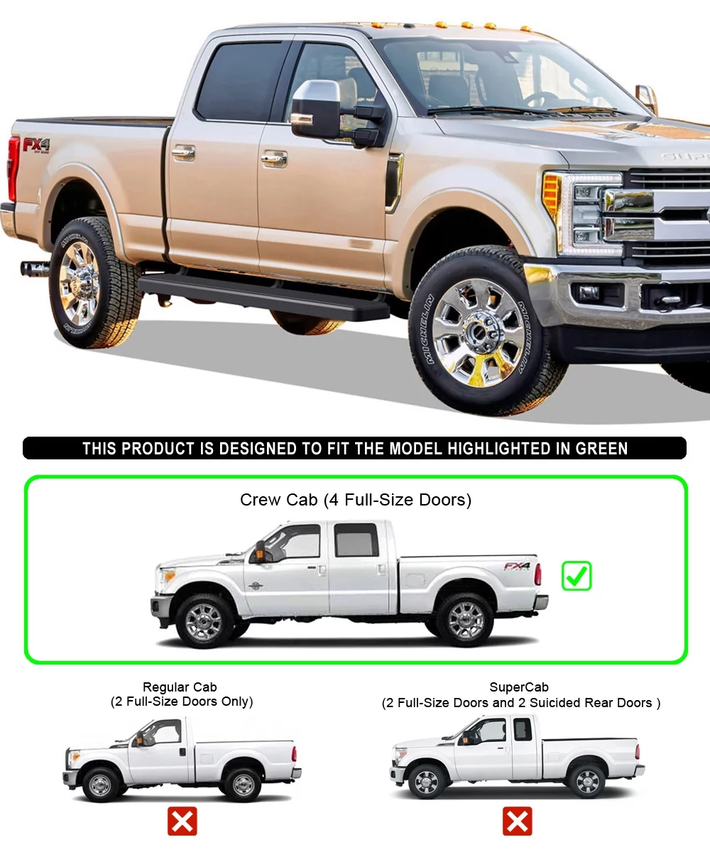 APS iBoard Running Boards 6 inches Black Compatible with Ford F250 F350 Super Duty 1999-2016 Crew Cab Stainless Steel (Nerf Bars Side Steps Side Bars)