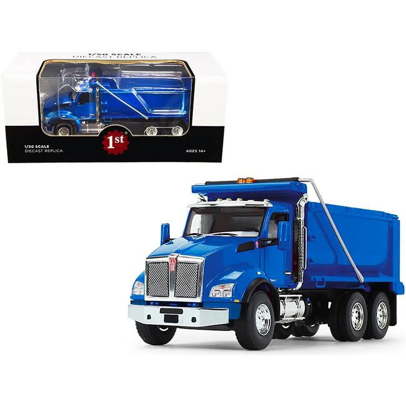 First Gear 50-3470 1-50 Scale Kenworth T880 Dump Diecast Model Truck, Metallic Blue