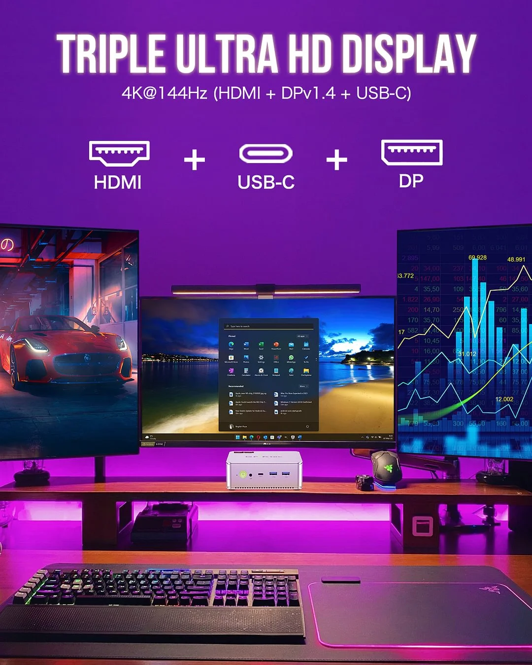 GMKtec K8 Gaming Mini PC AMD Ryzen 7 8845HS Windows 11 Pro 32GB DDR5 5600Mhz 1TB PCIe4.0 Nvme SSD WIFI 6E BT5.2 Desktop Tower