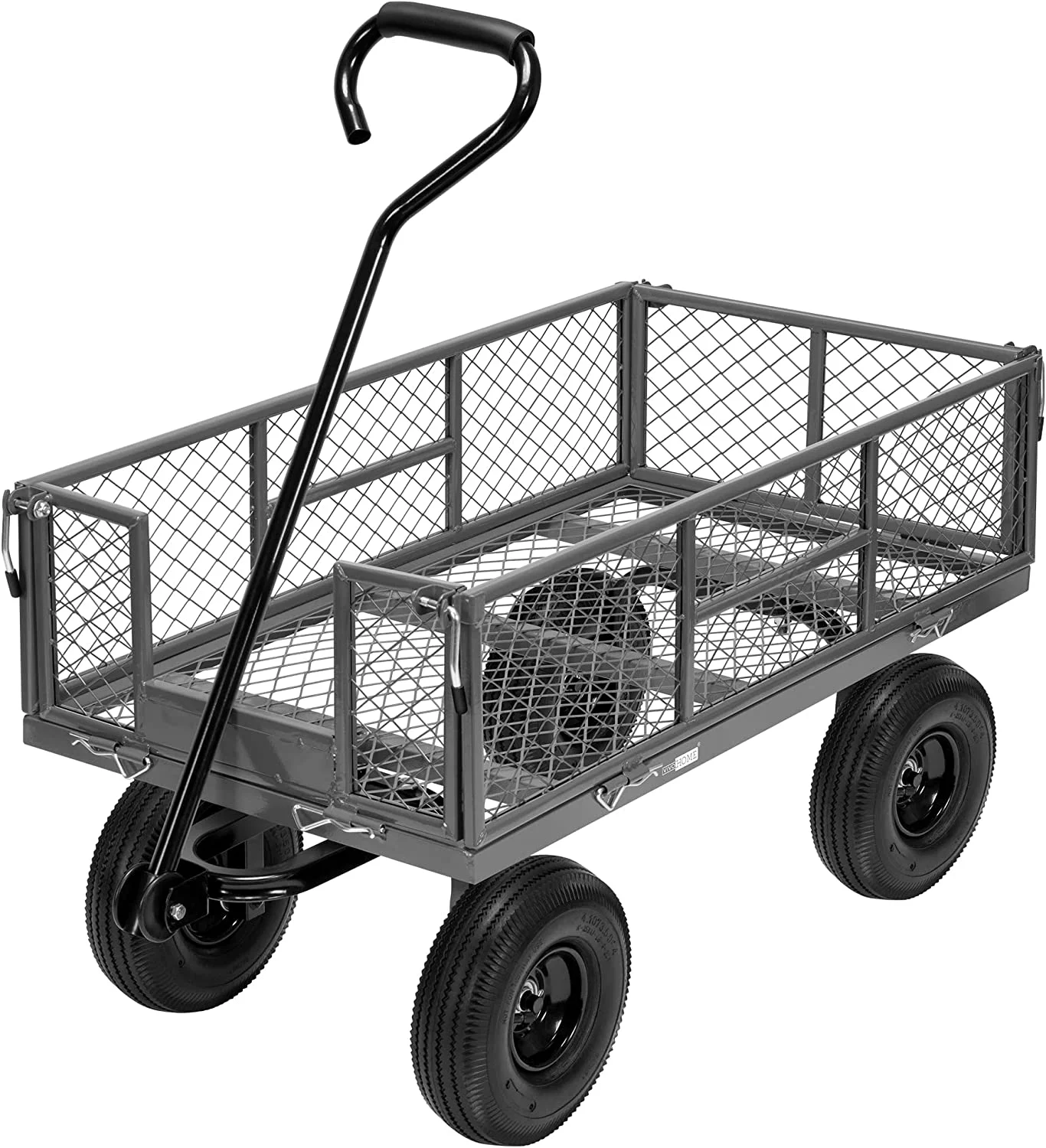 VIVOHOME Heavy Duty Mesh Steel Garden Cart 880 Lbs, Folding Utility Wagon with 10 Inch Wheels, Grey