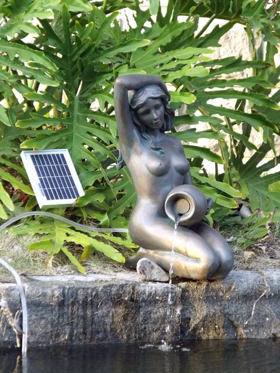 Girl Bronze Color Kneeling holding Pot 2.0W Solar Water Pump Kit