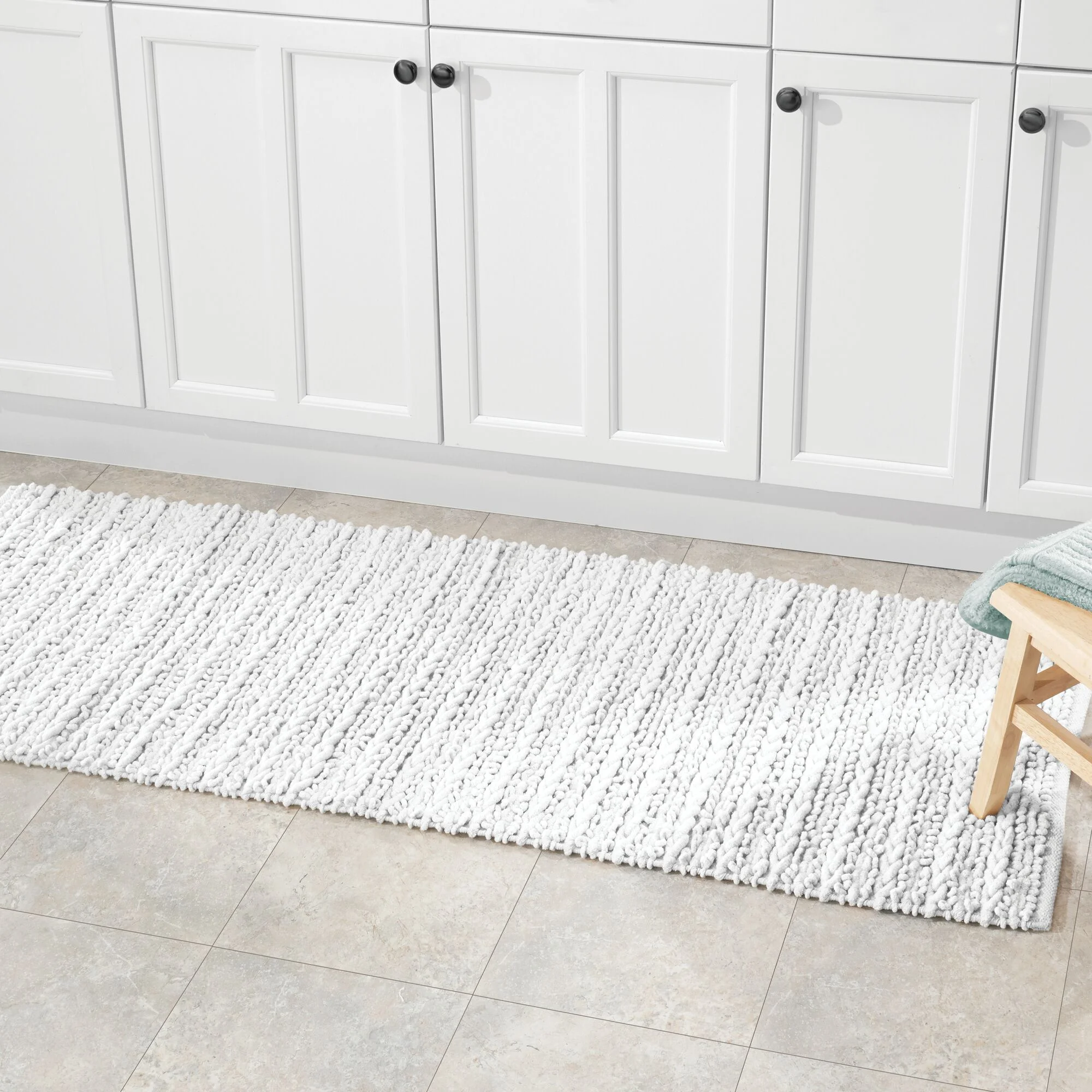 mDesign Soft Cotton Spa Mat Rug for Bathroom, Braided, 60