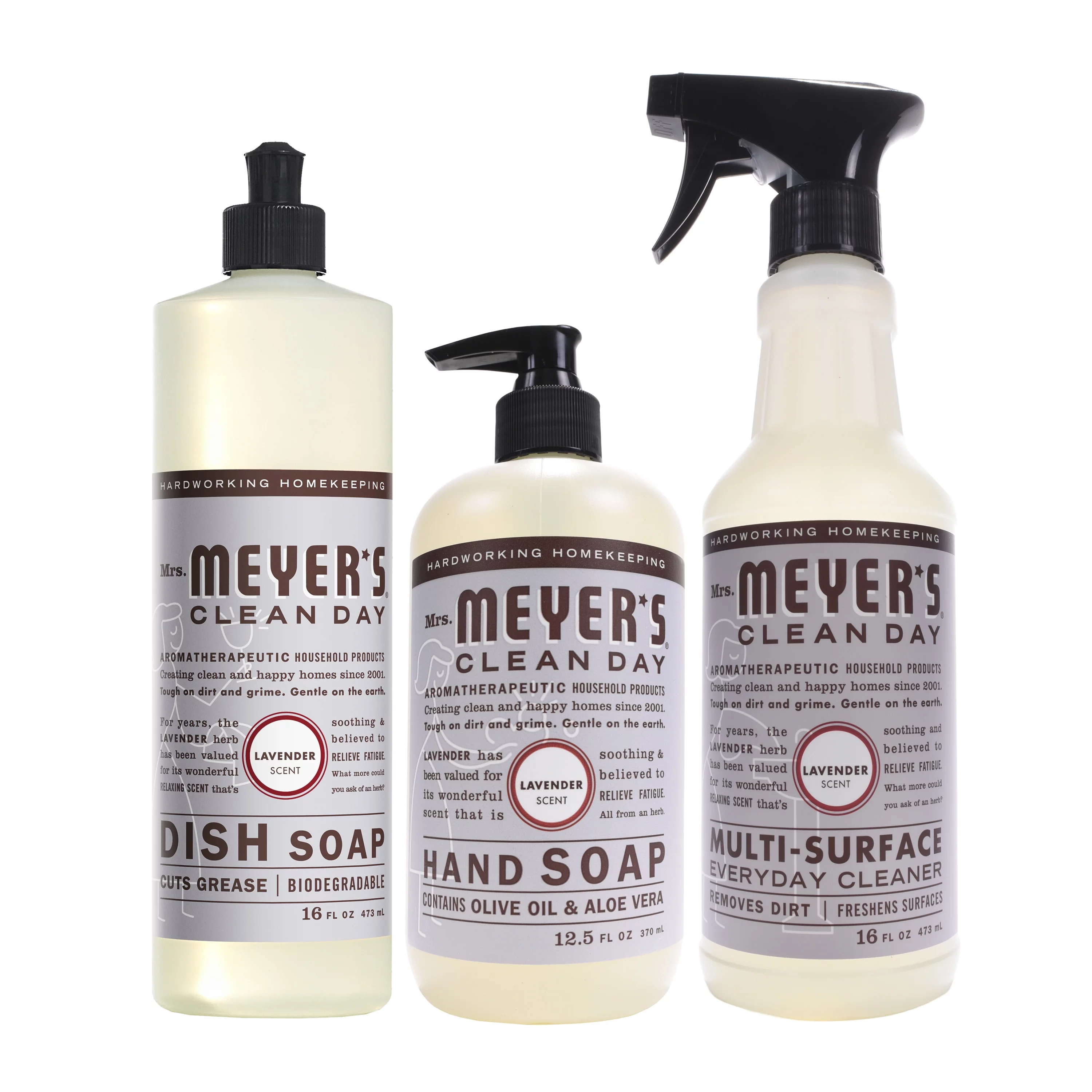 Mrs. Meyer’s Clean Day Kitchen Basics Set, Lavender Cleaning Supplies, 3 Count Pack