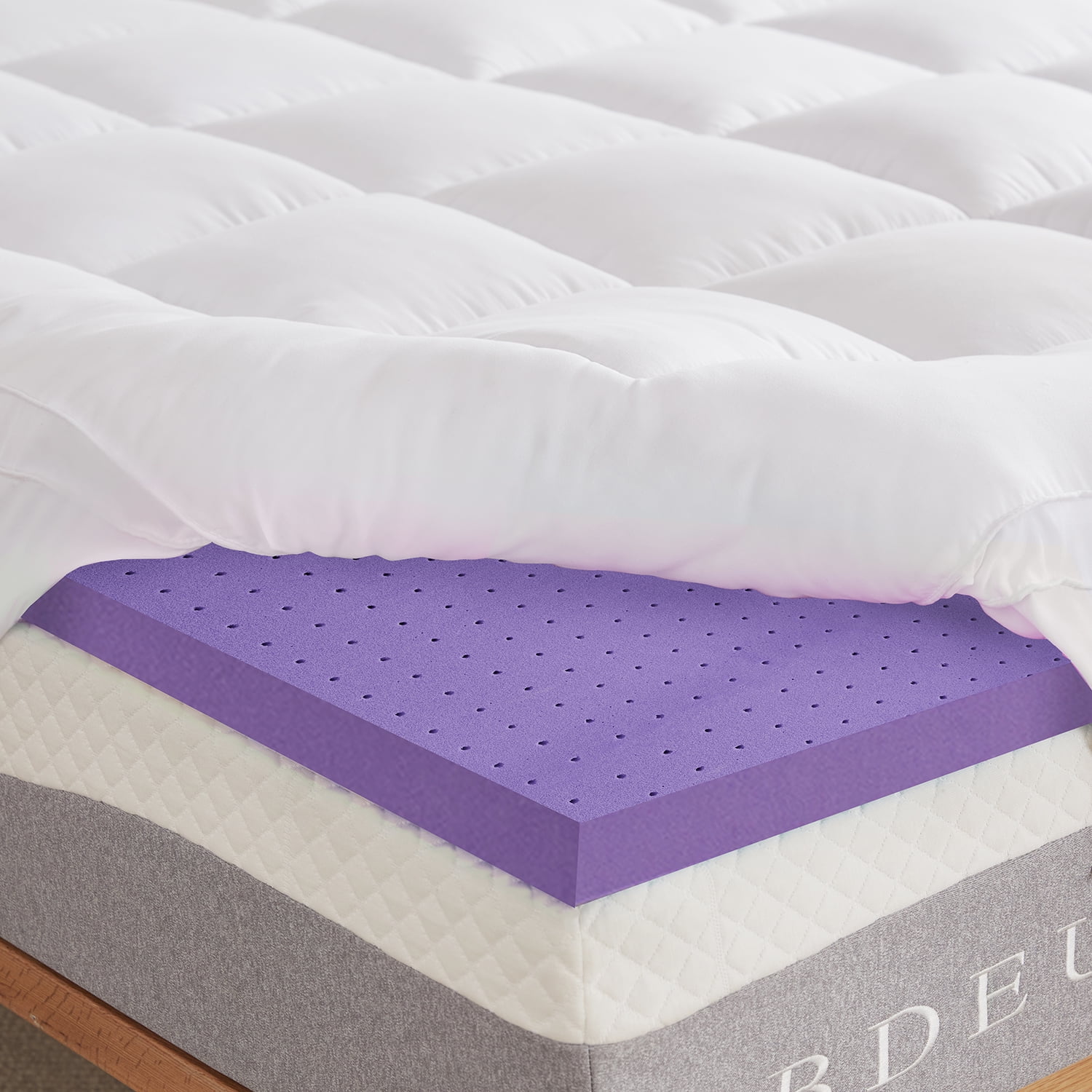 4 Inch Memory Foam Mattress Topper, Dual Layer Support, 3 Inch Cooling Gel Memory Foam Plus 1 Inch Down Alternative Quilted Pillow Top Cover, Full Size