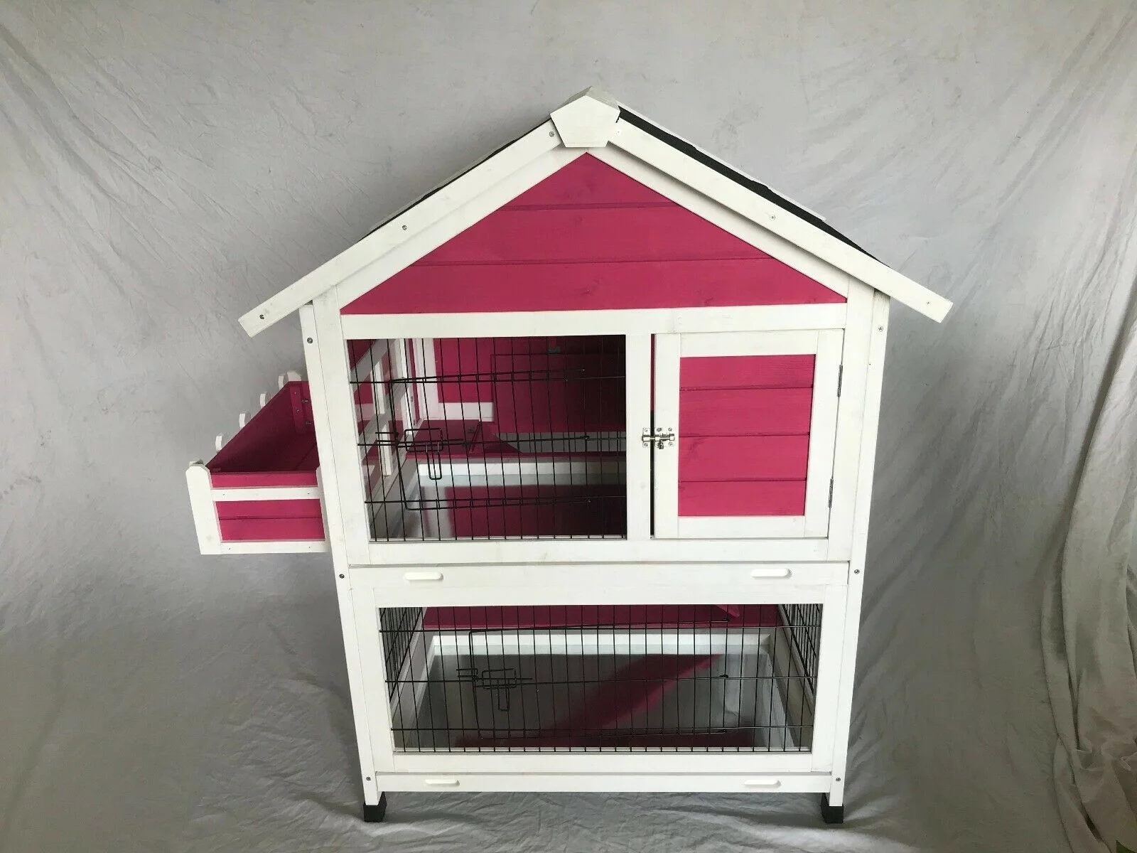Seny Garden Window Wooden Rabbit Hutch Bunny Cage Guinea Pig House -Pink