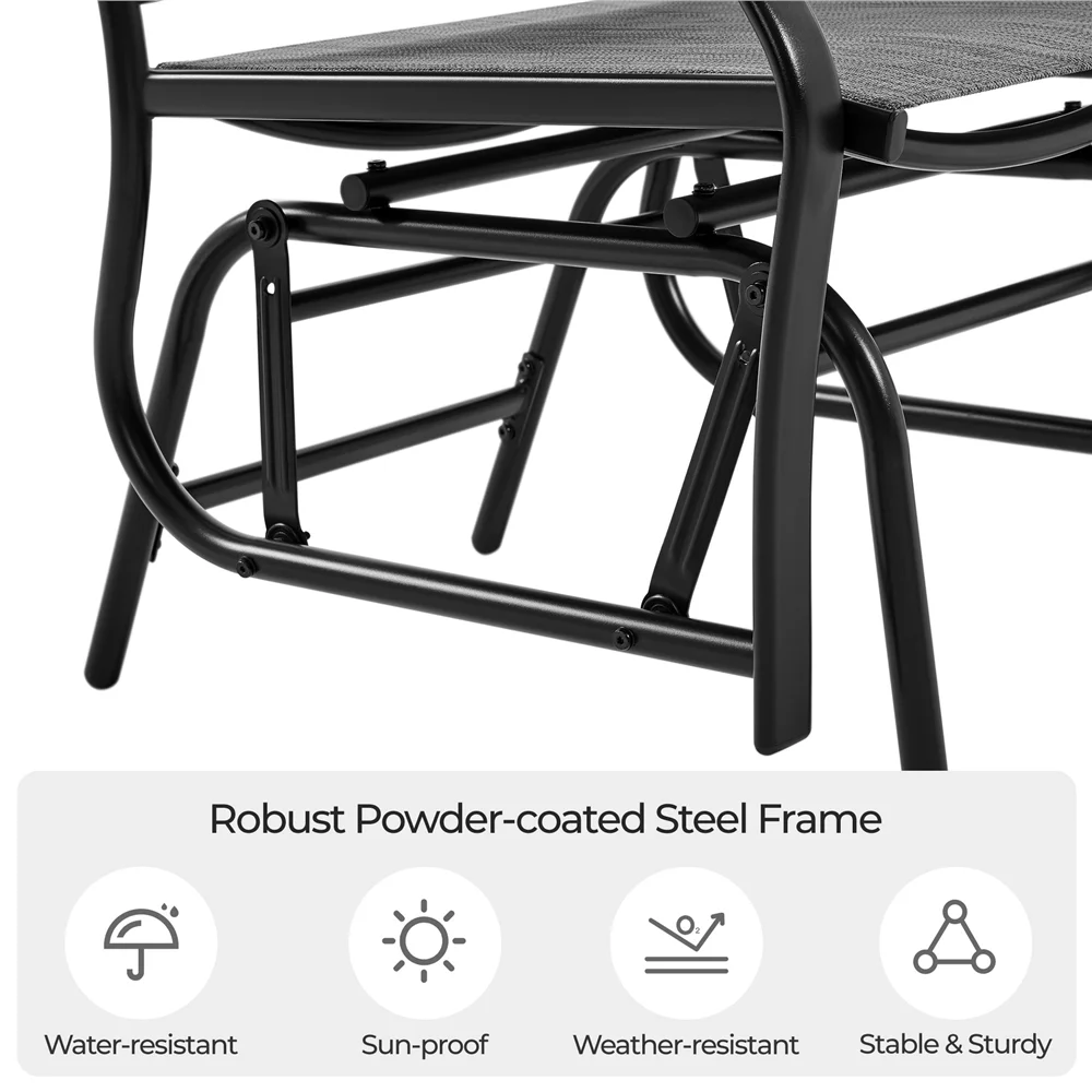 Yaheetech 2-Person Patio Glider with Table, Gray