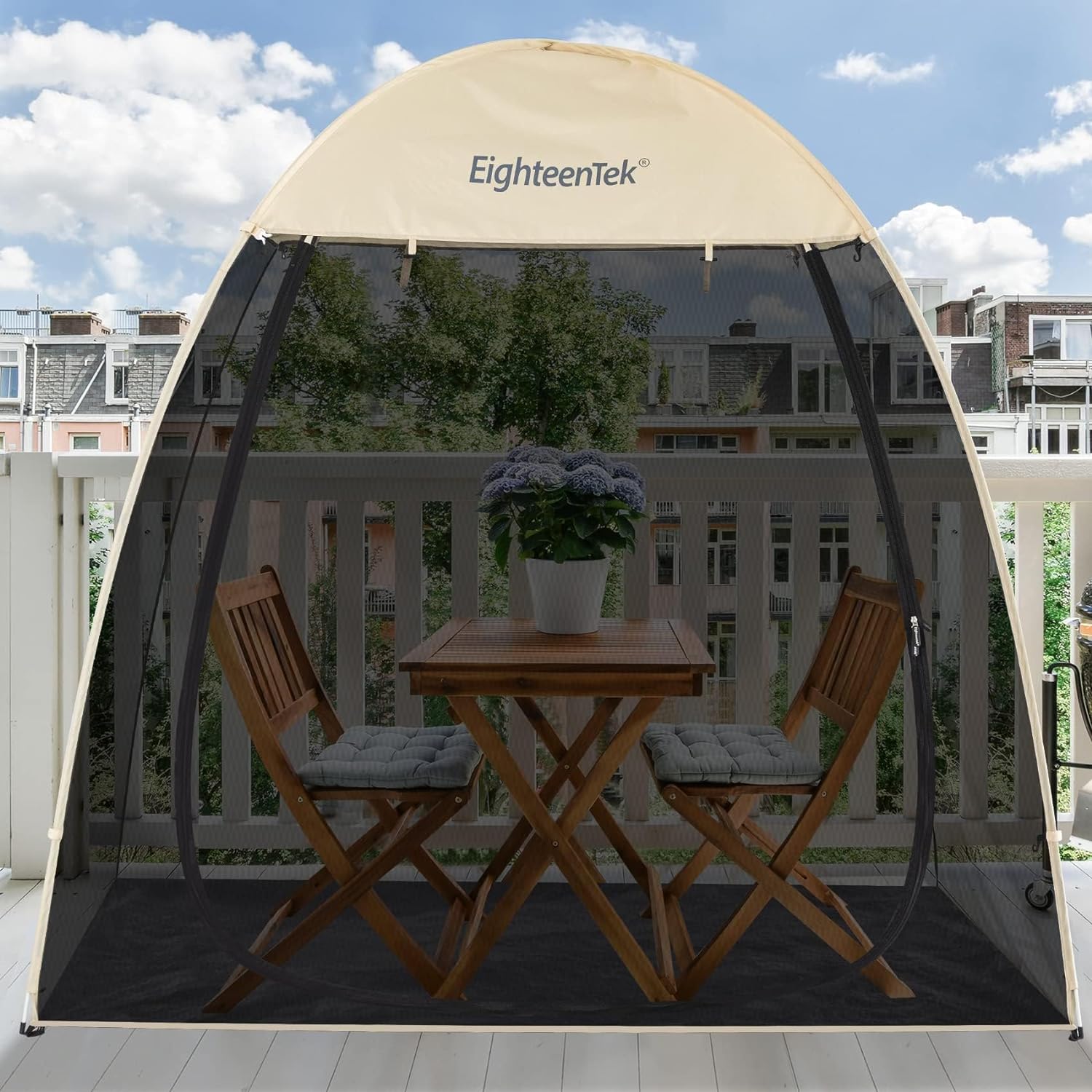Beige Pop-Up Screen House, 7'x4'x6.5' - Outdoor Sun Shade Shelter Gazebo with Mesh Walls, Non-Waterproof Canopy Tent for Camping & Backyard