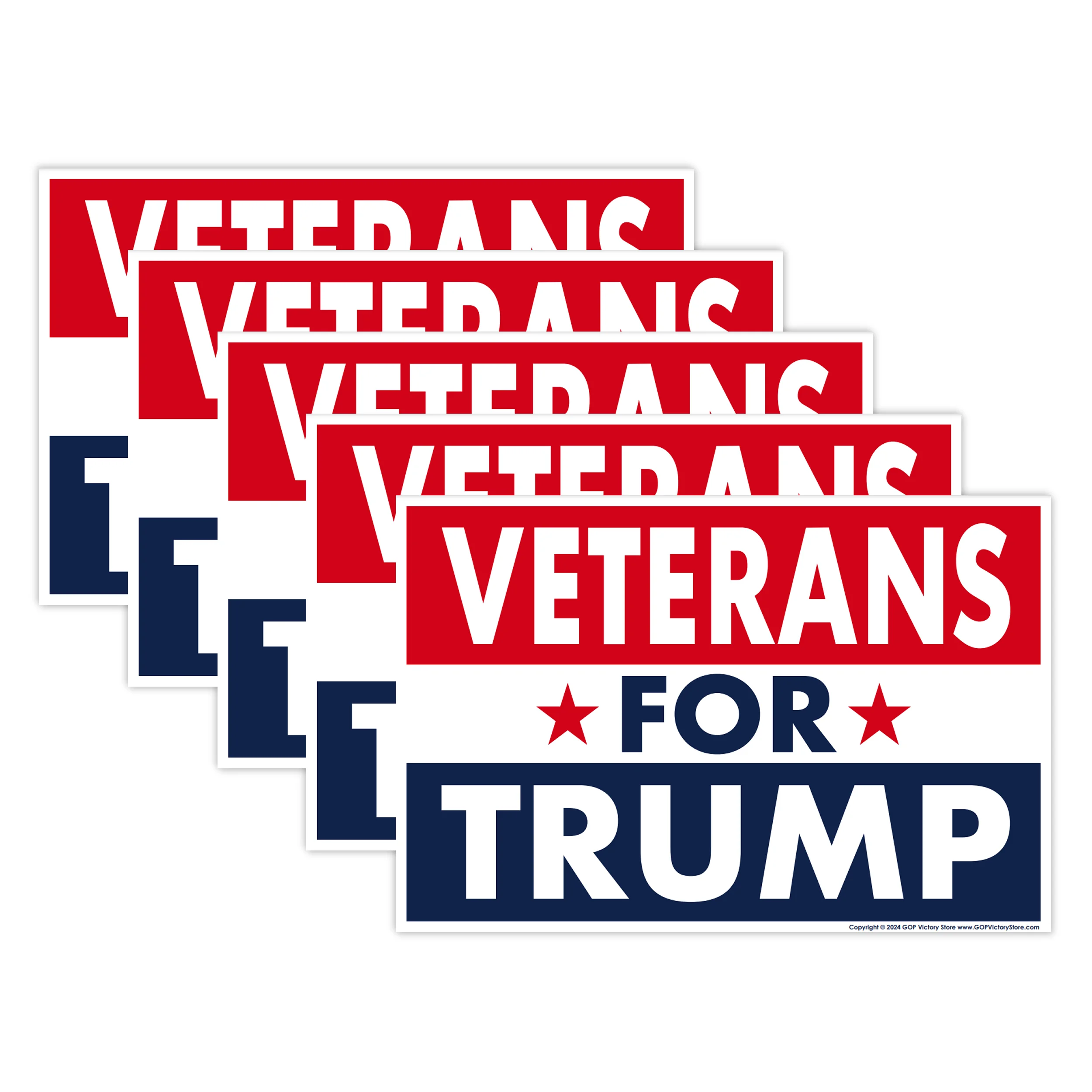 (5-Pack) Donald Trump 2024 Yard Sign, Military Veterans For Trump, 18