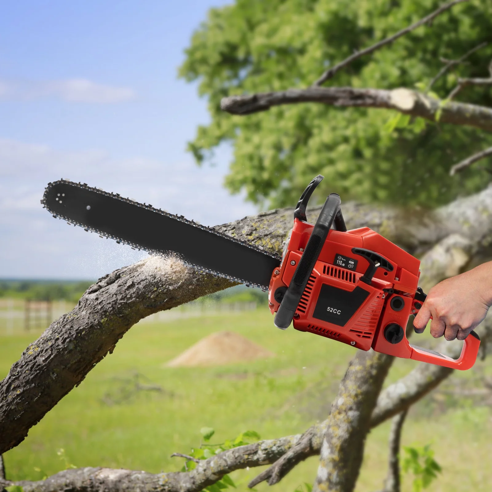 TOOL1SHOoo 2.2KW Gas Powered Chainsaw 20Inch 52cc 2 Stroke Petrol Chain Saw Cutting Tree