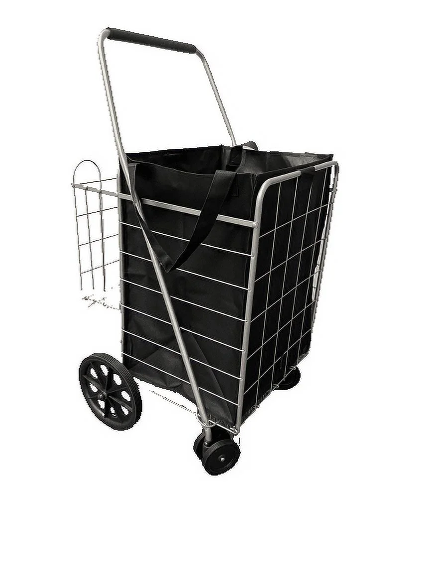 Folding Grocery Basket Cart Shopping Wheels Large Metal Utility Laundry