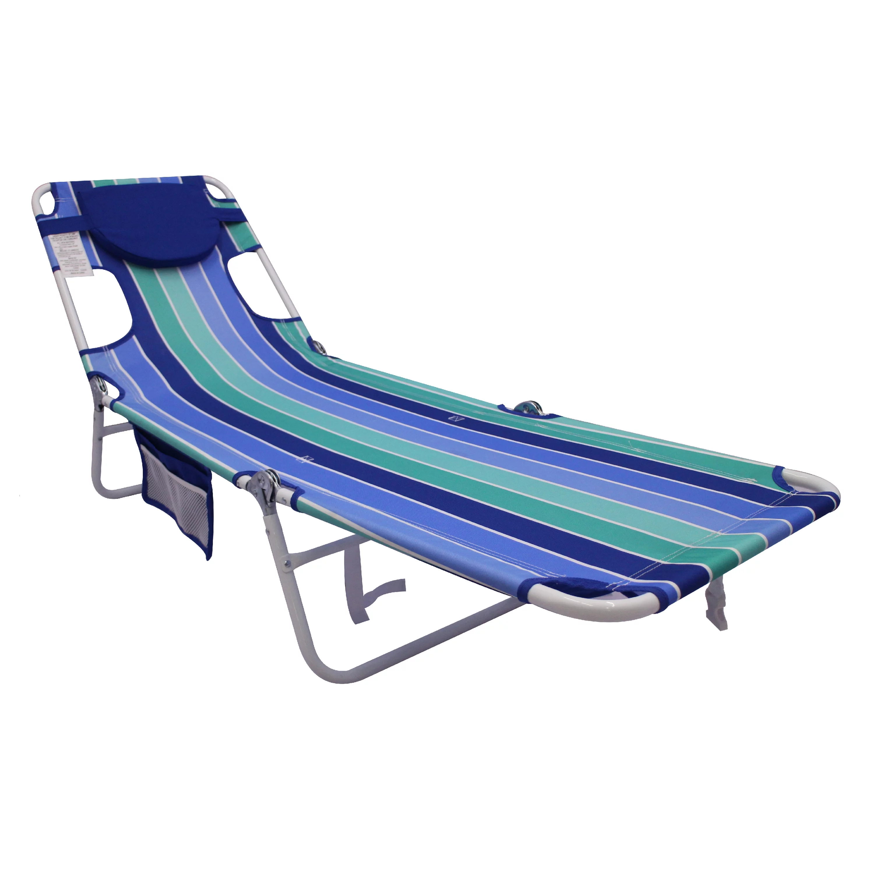 2-Pack Mainstays Folding Backpack Face-Down Beach Lounger, Blue & Green Stripe