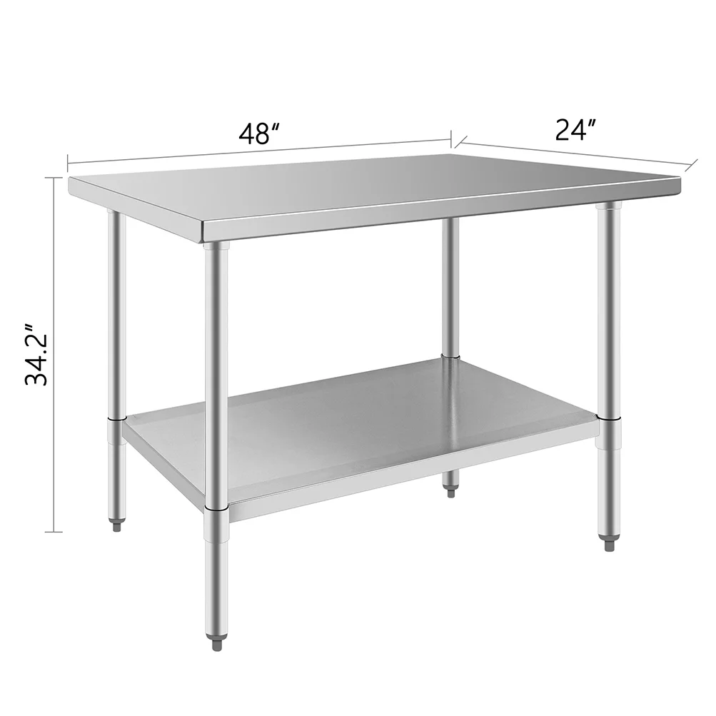 Stainless Steel Commercial Kitchen Prep & Work Table Heavy Duty Kitchen Work Table 48