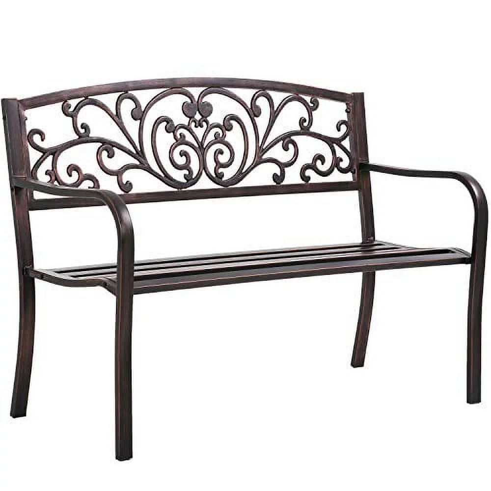 FDW Garden Bench for Patio Outdoor Bench Metal Bench Park Bench Cushion for Yard Porch Clearance Work Entryway