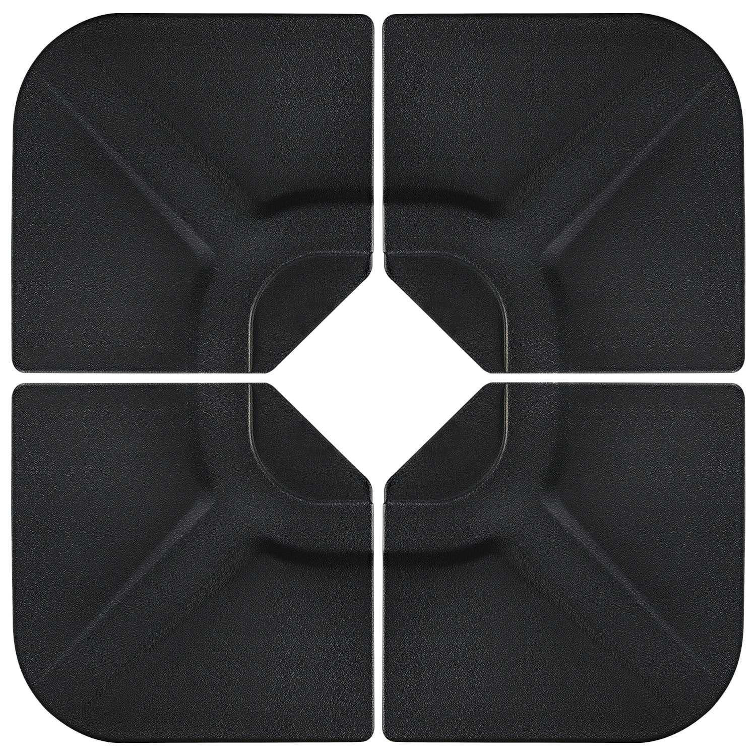 Aoodor Cantilever Offset Patio Weighted Umbrella Stand Square Base 4-Piece Black, 19.7”(L)×19.7(W)’’×2.8’’(H)