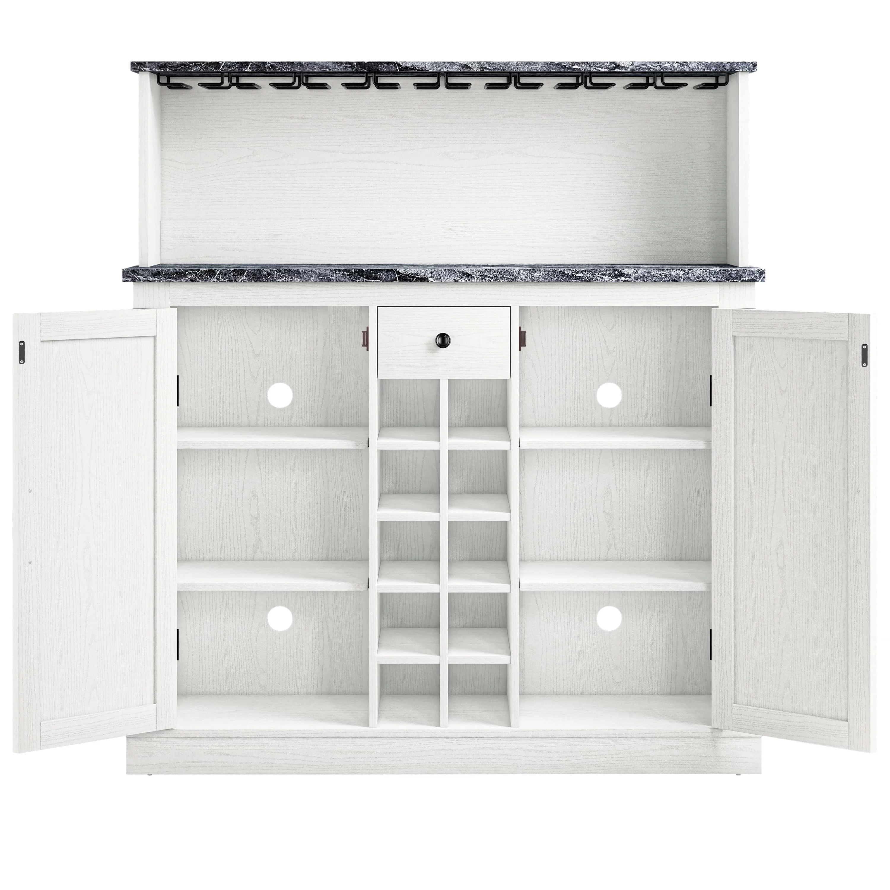 FESTIVO 47 in. Farm Style Wood Buffet Bar Cabinet White