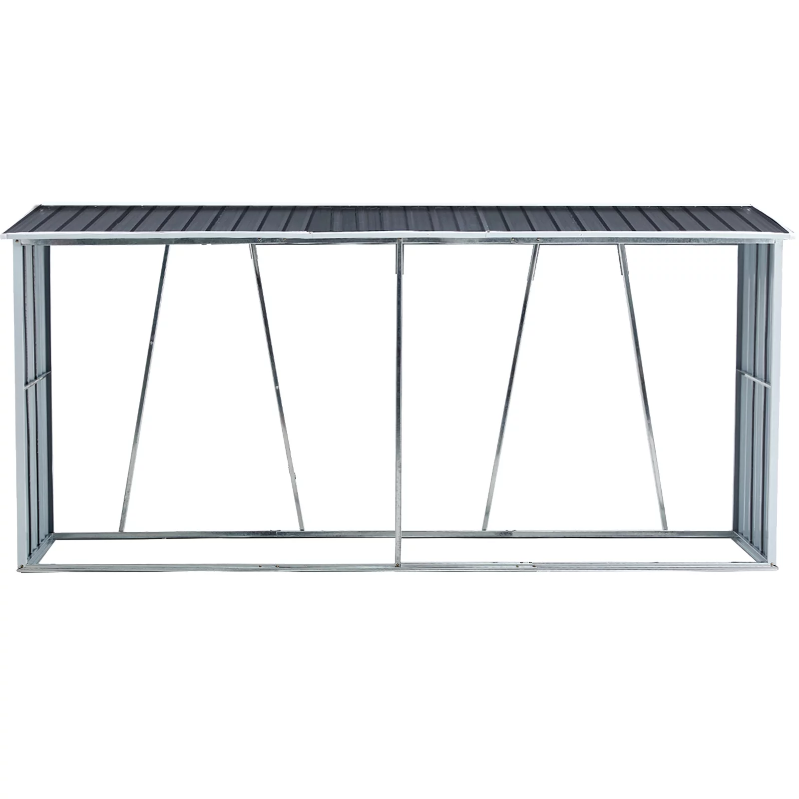 Firewood Rack, Log Holder with Roof, Log Storage, Firewood Stand for Outdoor Backyard Garden Patio Porch, Gray Galvanized Steel 129.9