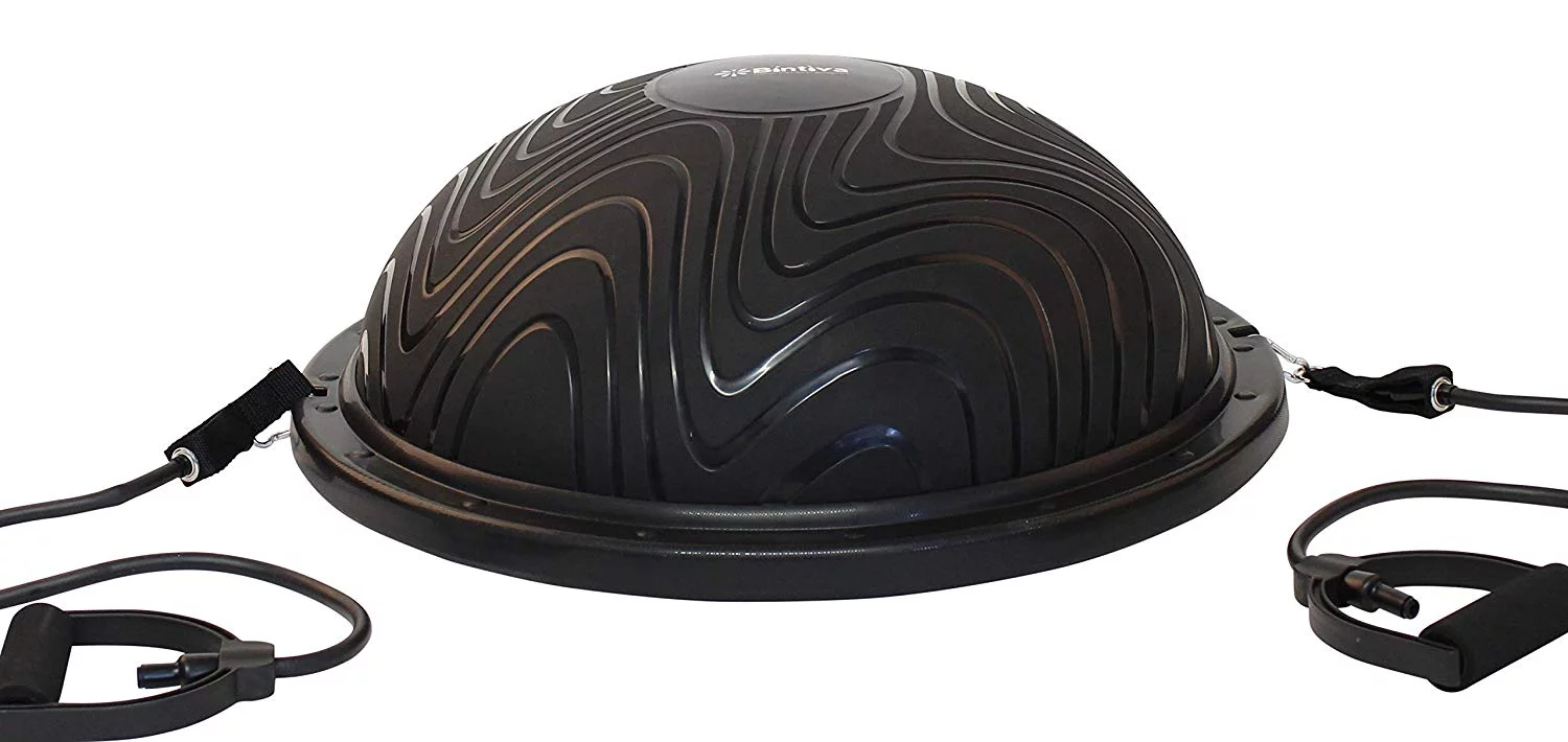 Half Ball Balance Trainer - For Home Rehabilitation, Exercise, and Stability Training - Includes Straps, and Pump