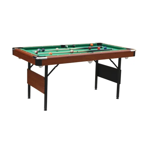 Shinpt Folding Portable Pool Table with Full Set of Balls, 2 Cue Sticks, Chalk and Felt Brush, 5.5ft Billiards Table with Leg Leveler, Tabletop Billiard Table with Green Velvet cloth, Green