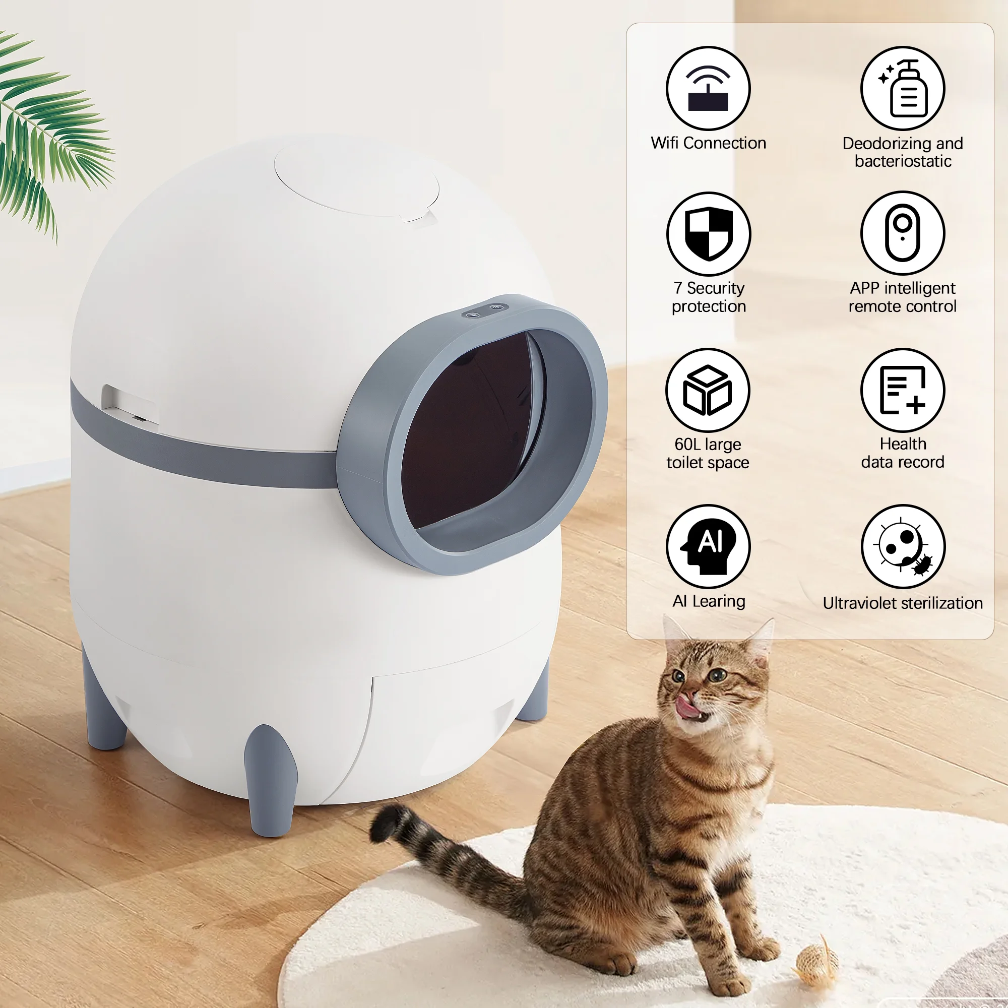 Hommow Automatic Cat Litter Box, Self Cleaning Cat Litter Box with APP Control & Cleaning Kit
