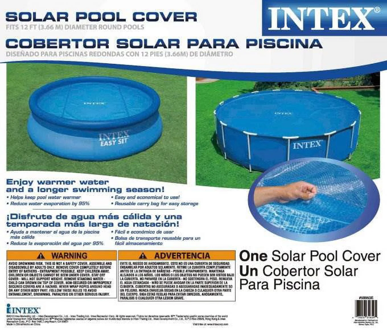 Intex Steel Frame Above Ground Pool Ladder & Intex 12-Ft Solar Pool Cover Tarp
