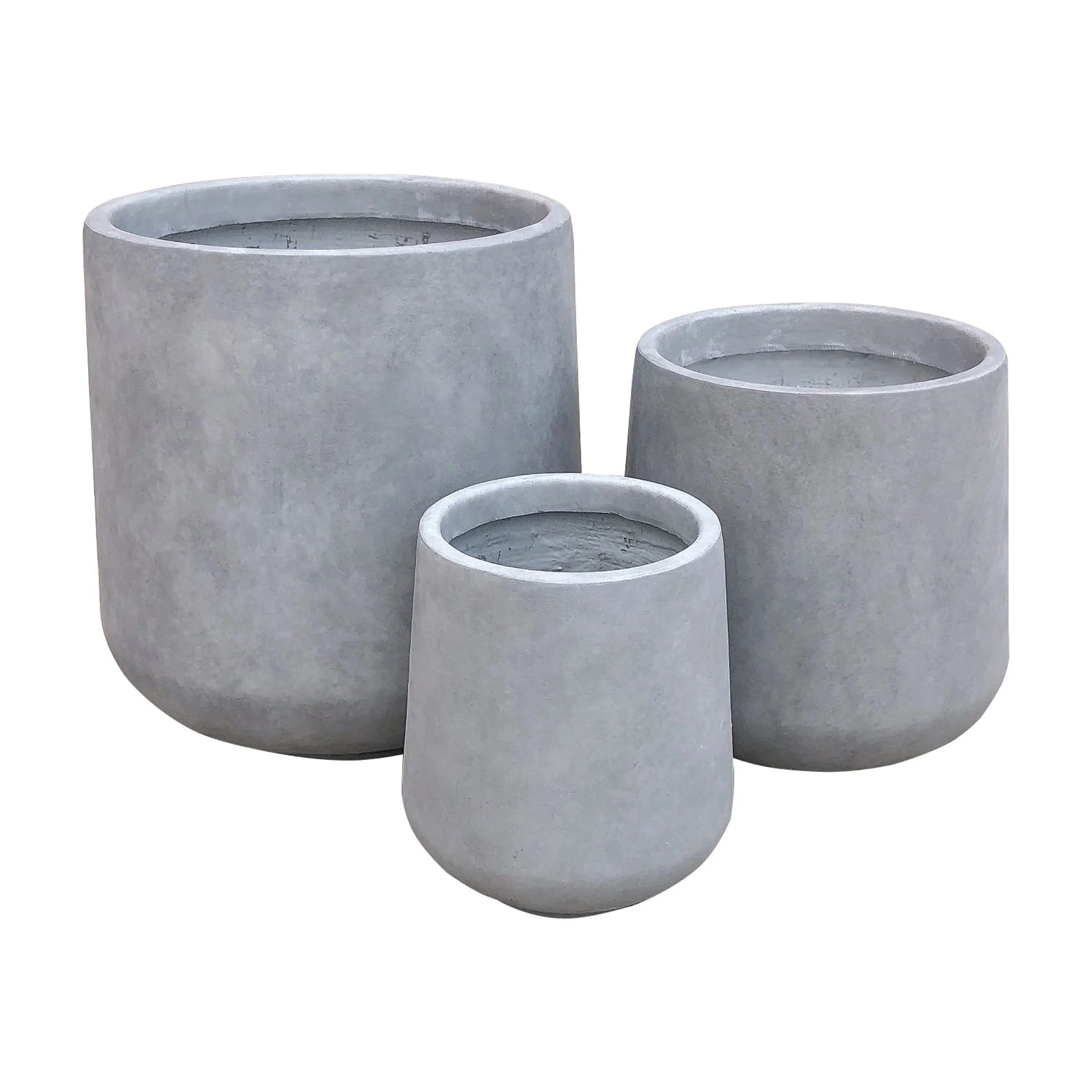Kante  Round Concrete Planter (Set of 3 Sizes), Outdoor/Indoor(Concrete Grey) Charcoal