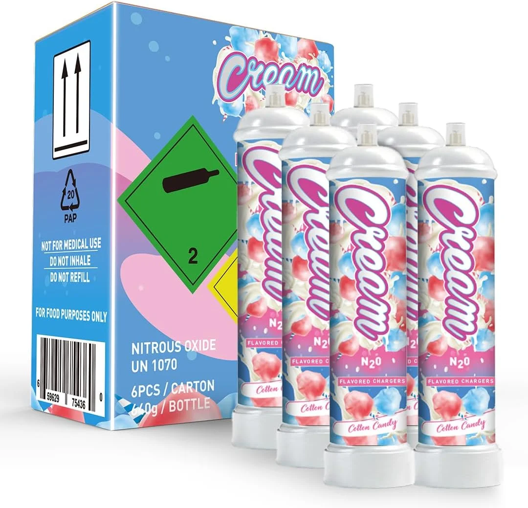 CREAM N2O Nitrous Oxide Whipped Cream Charger (Cotton Candy, 1pc, 640g 1.1L) - Nitrous Tank Whip Cream Charger, Nitrous Oxide Canister, Whip It N20 Whipped Cream Chargers, Whippets Nitrous Oxide Tank