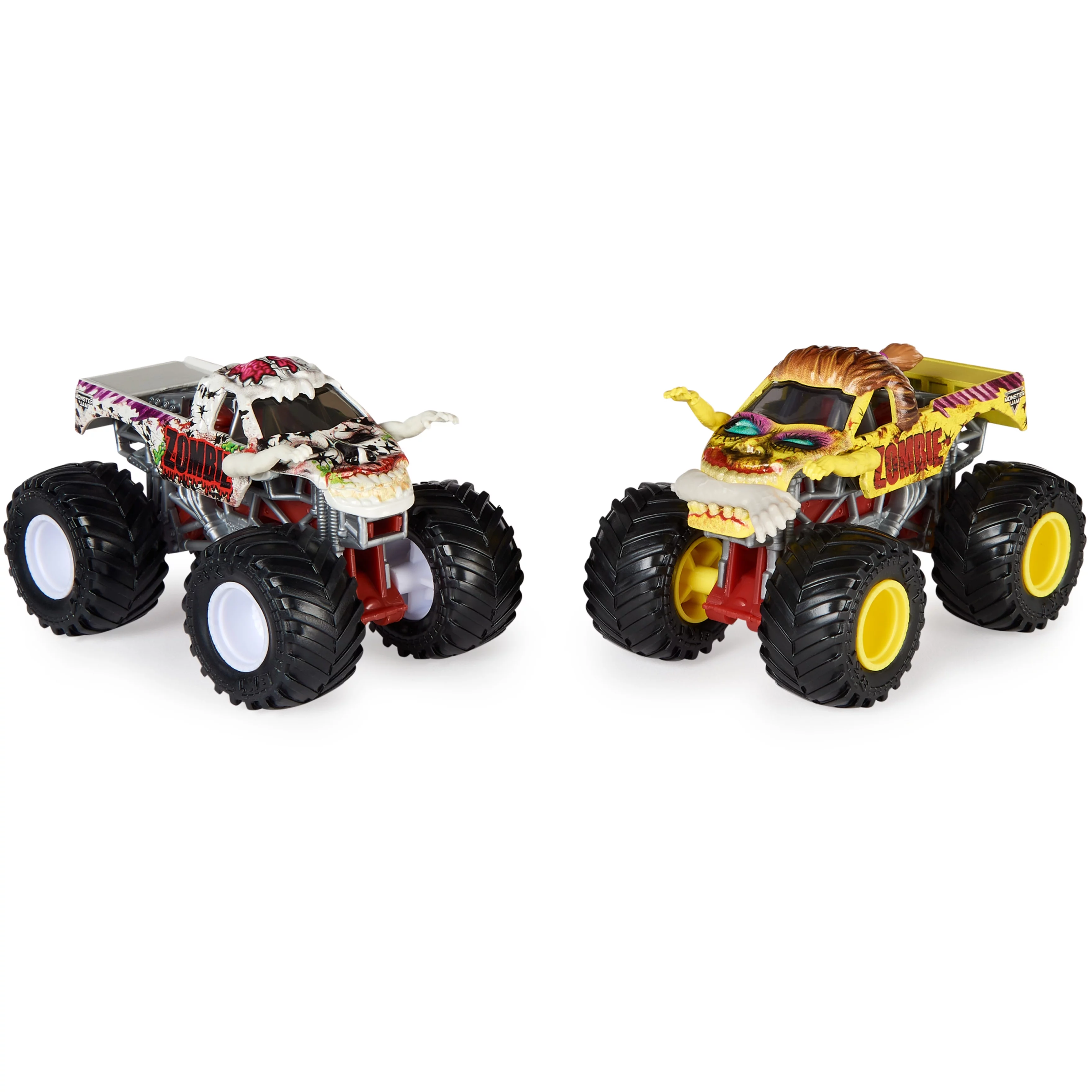 Monster Jam Zombie (Yellow) Vs. Zombie (White) - 1:64 Scale Monster Trucks, Girl and Boy Toys