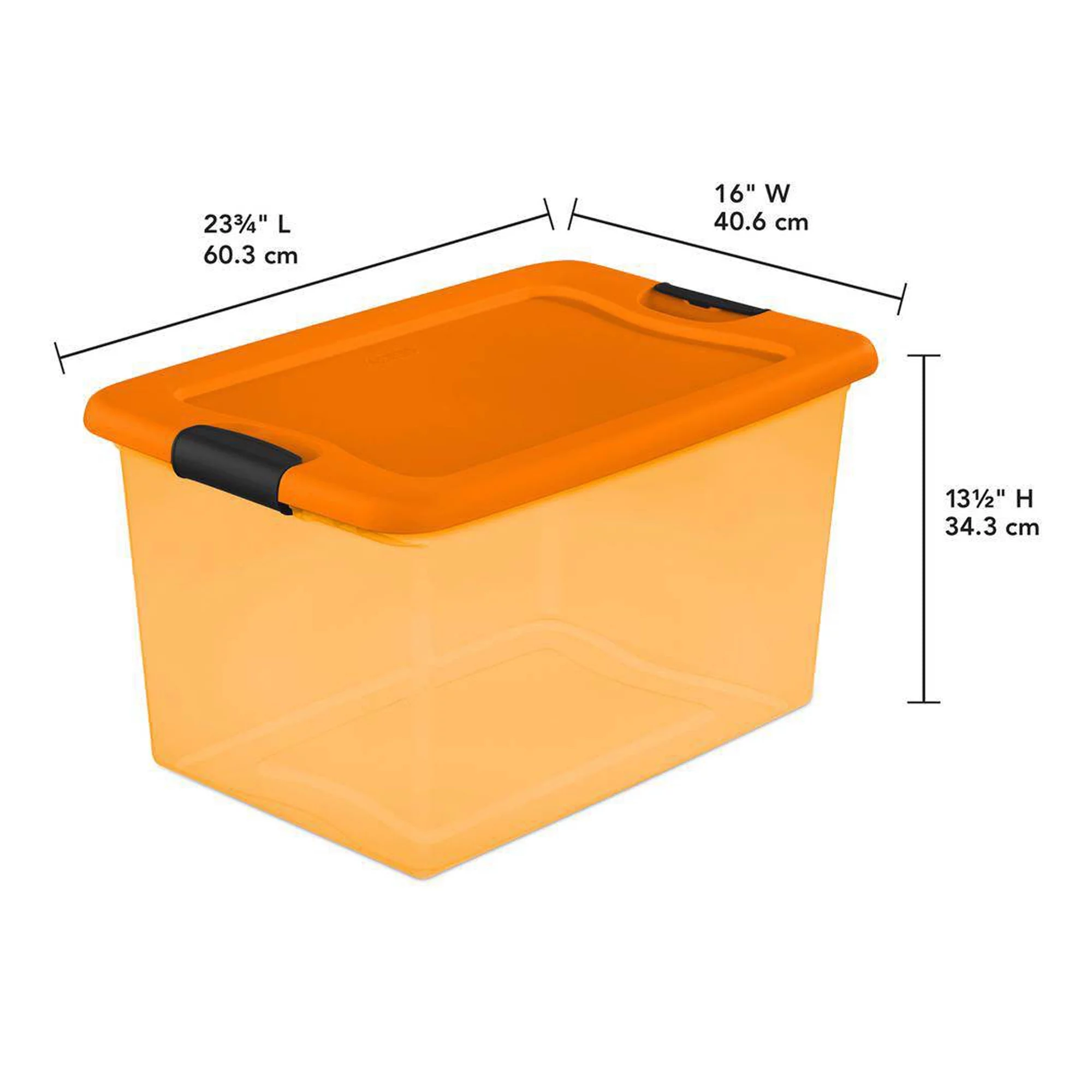 Sterilite Orange 64 Qt Latching Plastic Storage Box Container Tote, 12 Pack