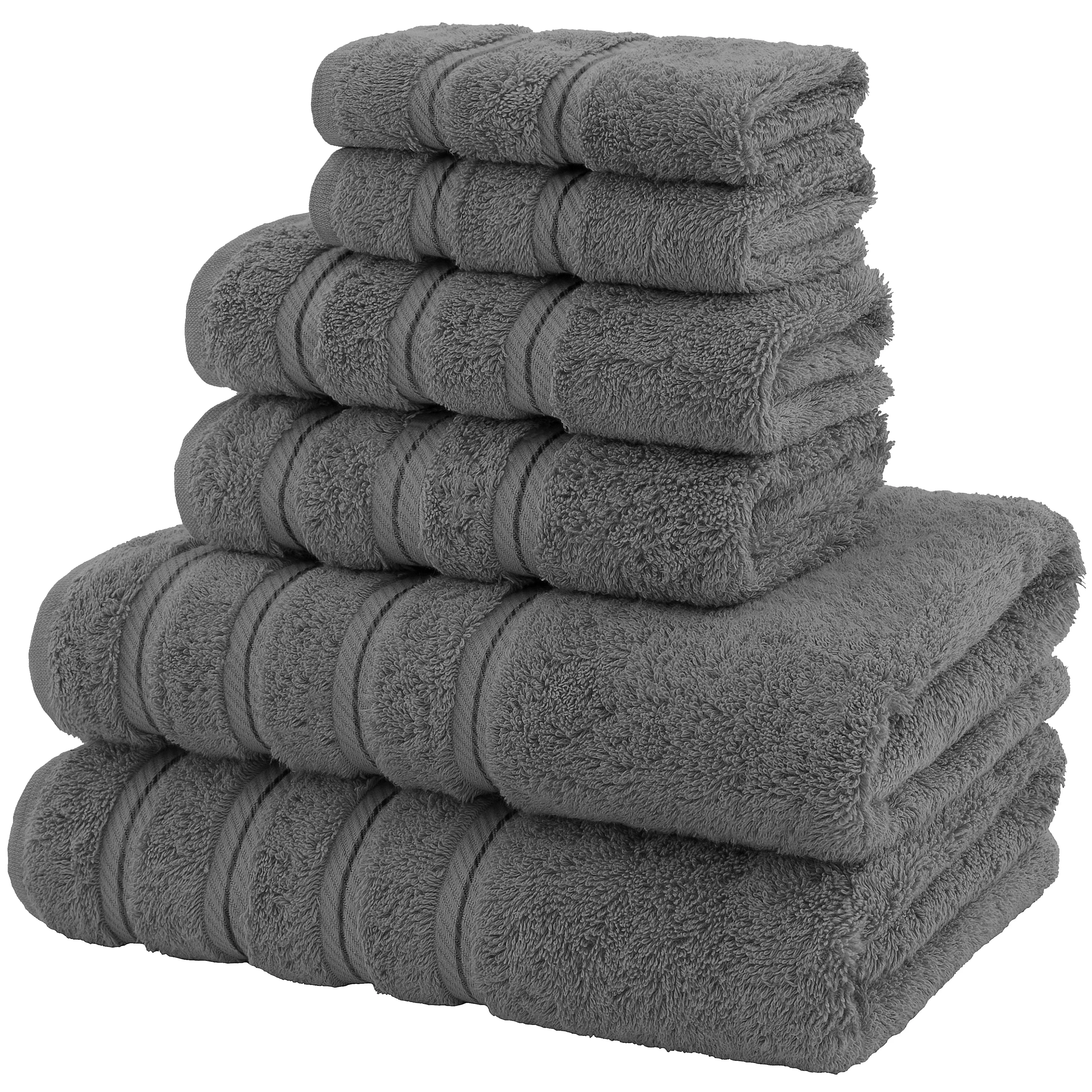 American Soft Linen Gray Towel Set 100% Turkish Cotton Towels for Bathroom 6 Piece