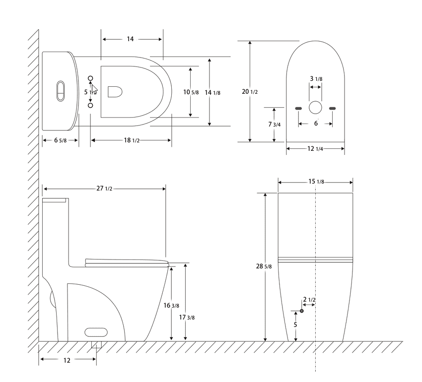 Ufurpie One Piece Toilet Dual Flush Elongated Standard Modern Toilet 1.1/1.6 GPF Soft Close Seat Save Water Powerful & Quiet,Gloss White