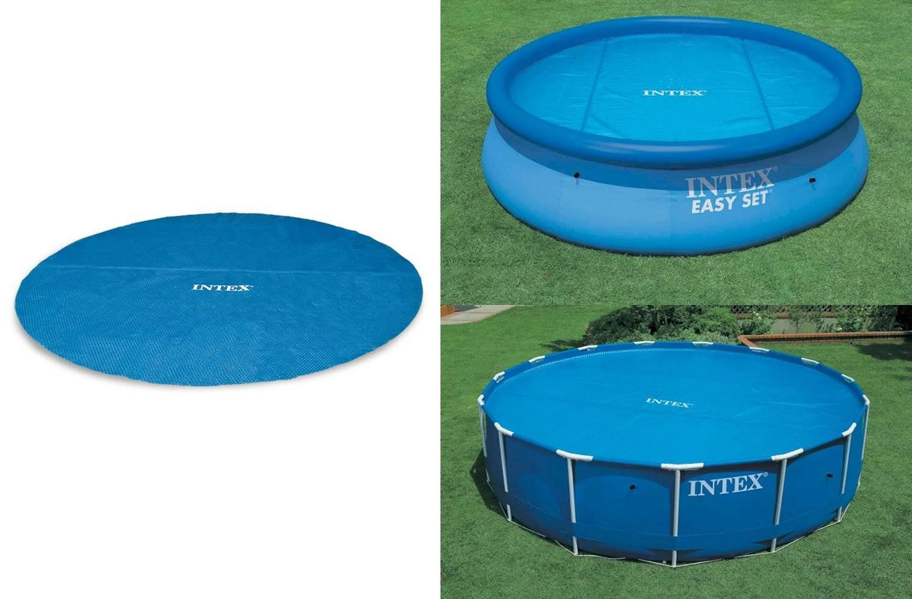 Intex Steel Frame Above Ground Pool Ladder & Intex 12-Ft Solar Pool Cover Tarp