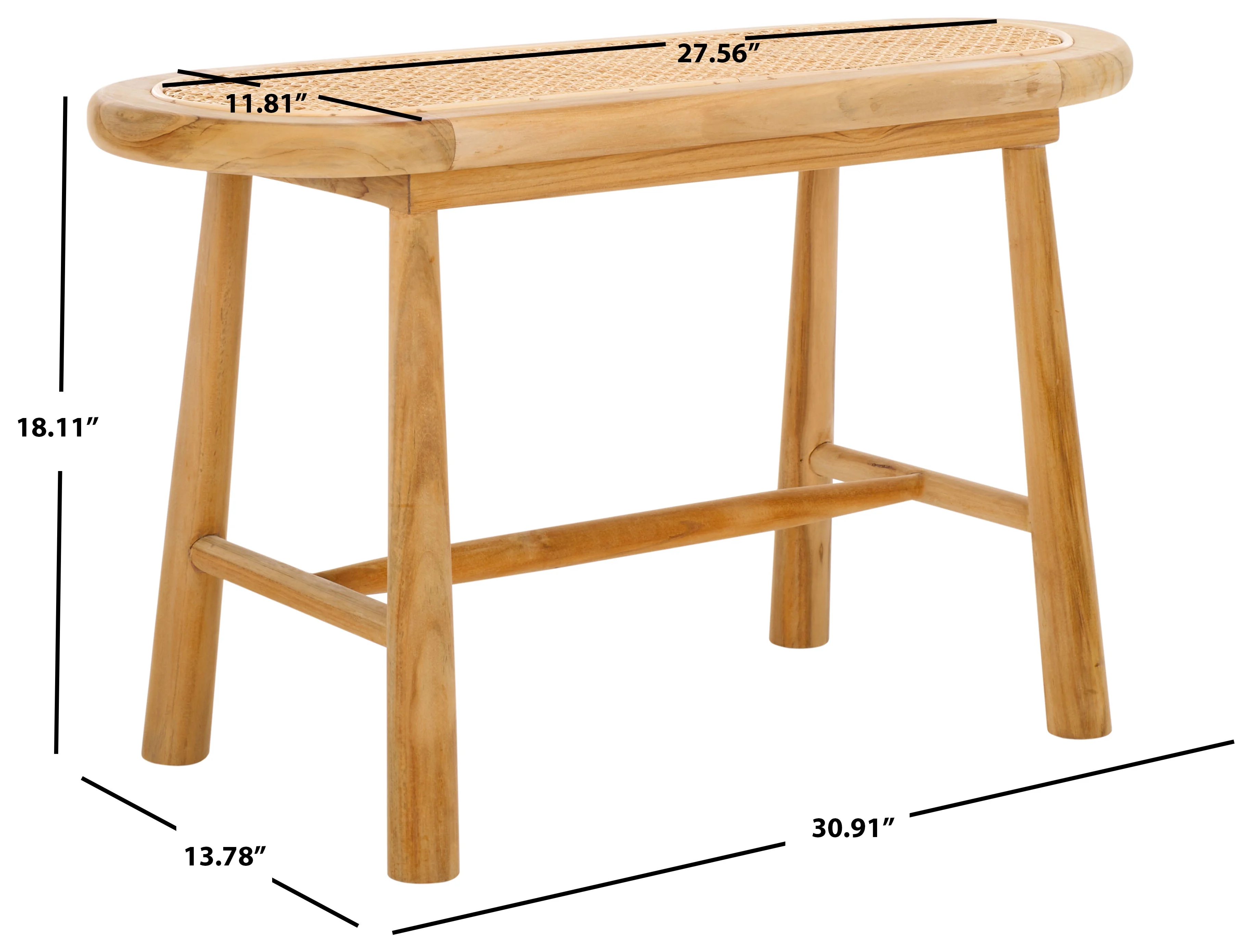 SAFAVIEH Anikka Rattan Bench, Natural (30.9 in. W x 11.8 in. D x 18.1 in. H)