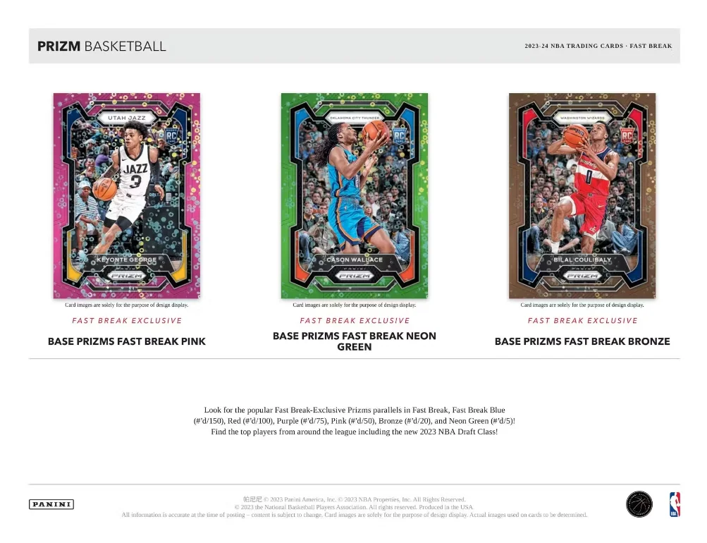 2023-24 Panini Prizm NBA Basketball Fast Break Trading Card Hobby Box