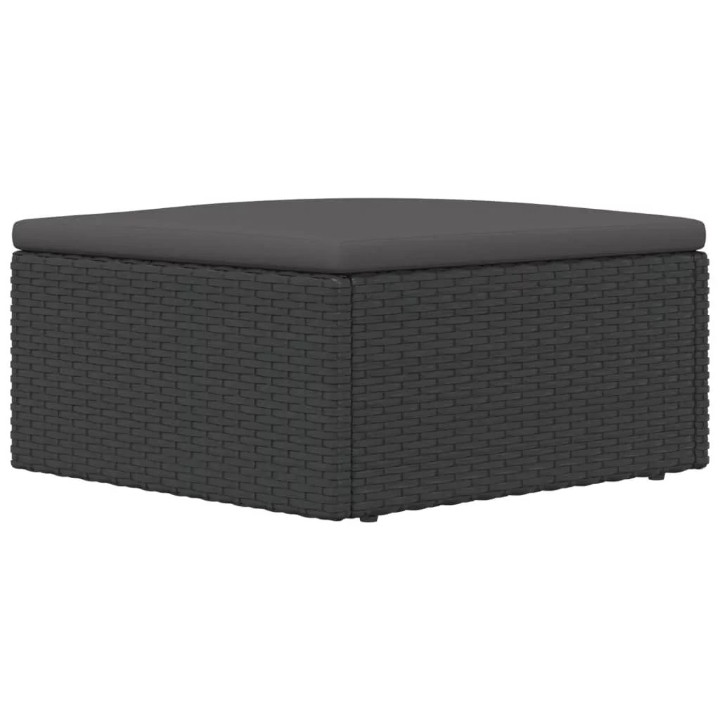 Suzicca Patio Footstool with Cushion Black Poly Rattan
