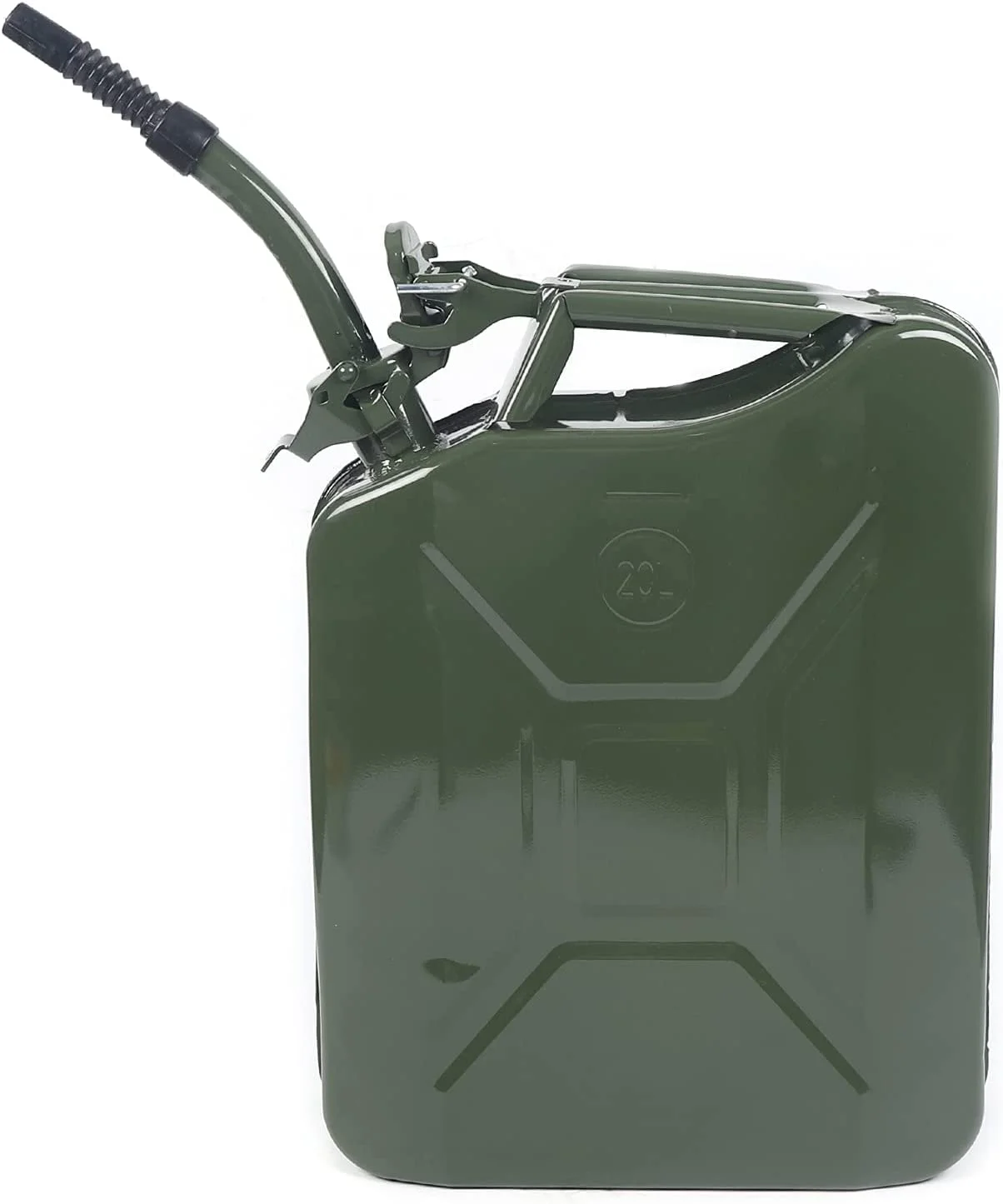 MONIPA Green Steel Fuel Tank 20L 5 Gallon Portable Fuel Can Fuel Gas Storage Tank Spare Emergency Backup Petrol Tanks for Cars Trucks for Extra Fuel