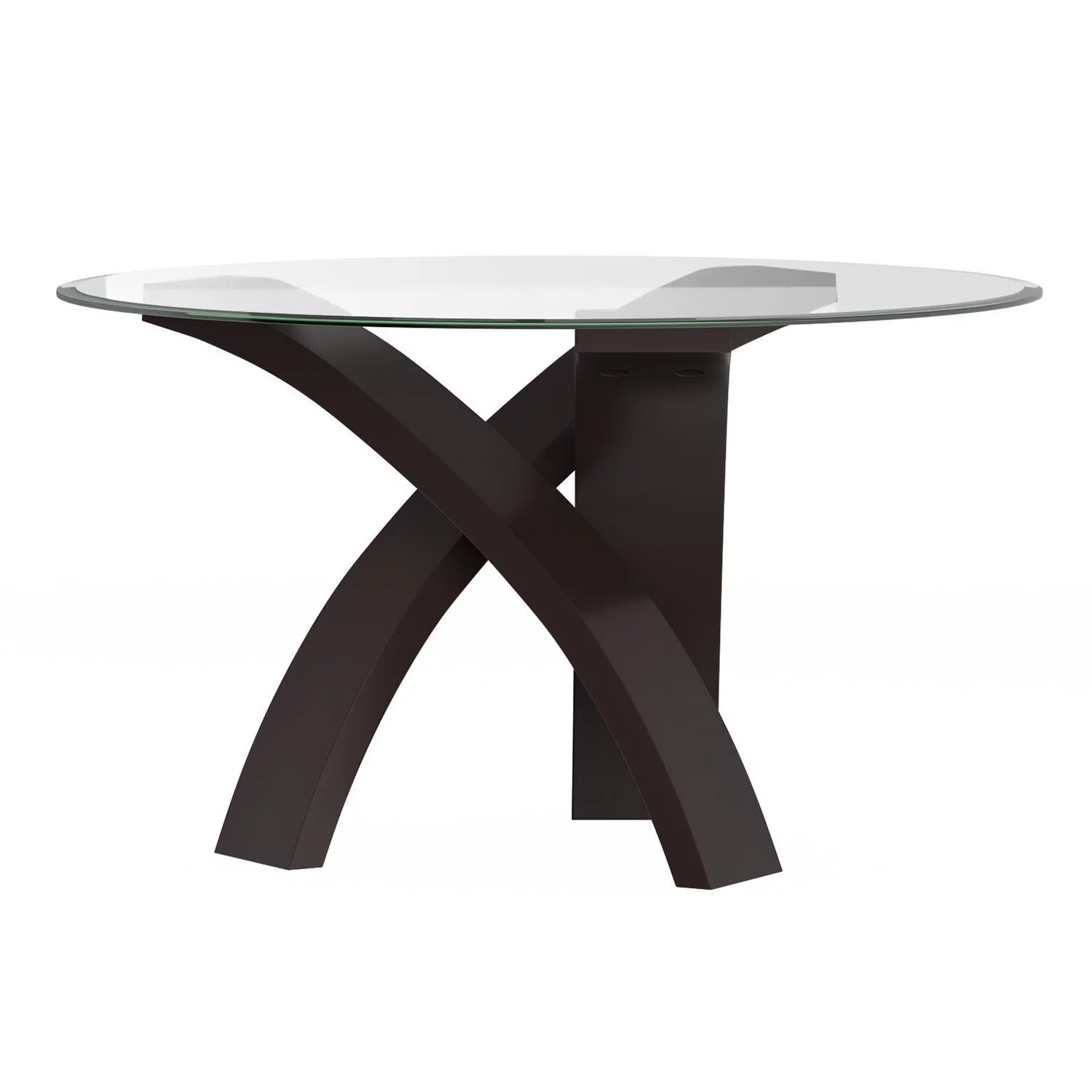 Furniture of America Evans Glass Top Round Dining Table, Black