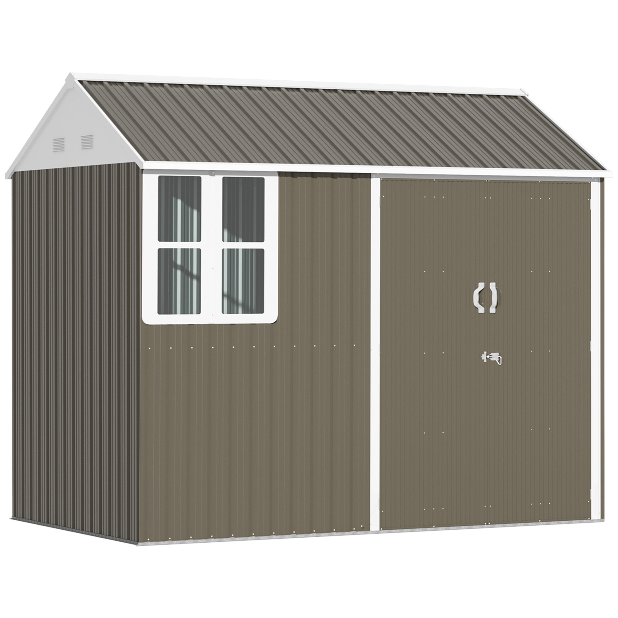 Outsunny 8' x 6' Metal Garden Storage Shed W/ Doors Windows & Vents, Gray