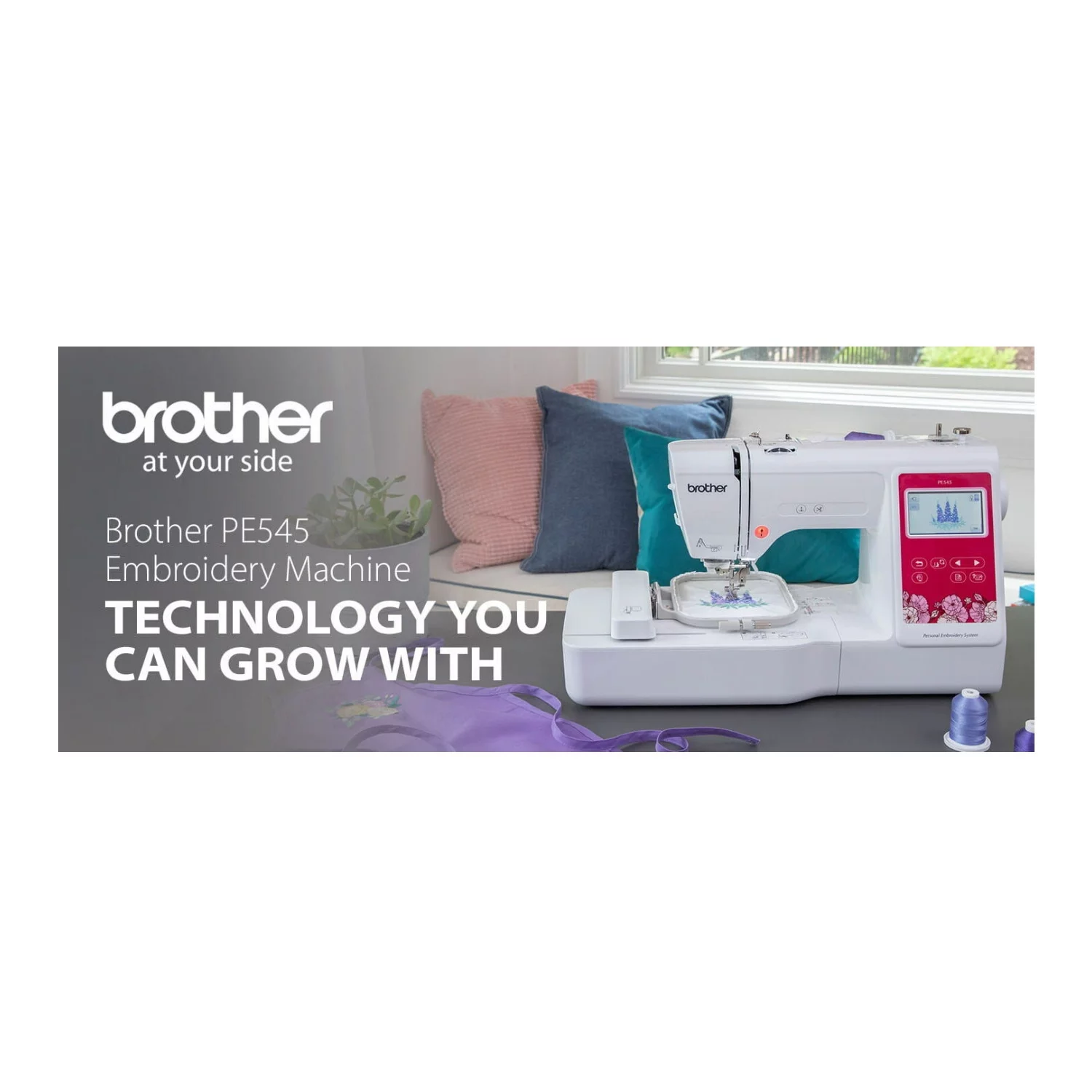 Brother Elite PE545 3.7-Inch Touch Display Embroidery Machine with Sewing Bundle