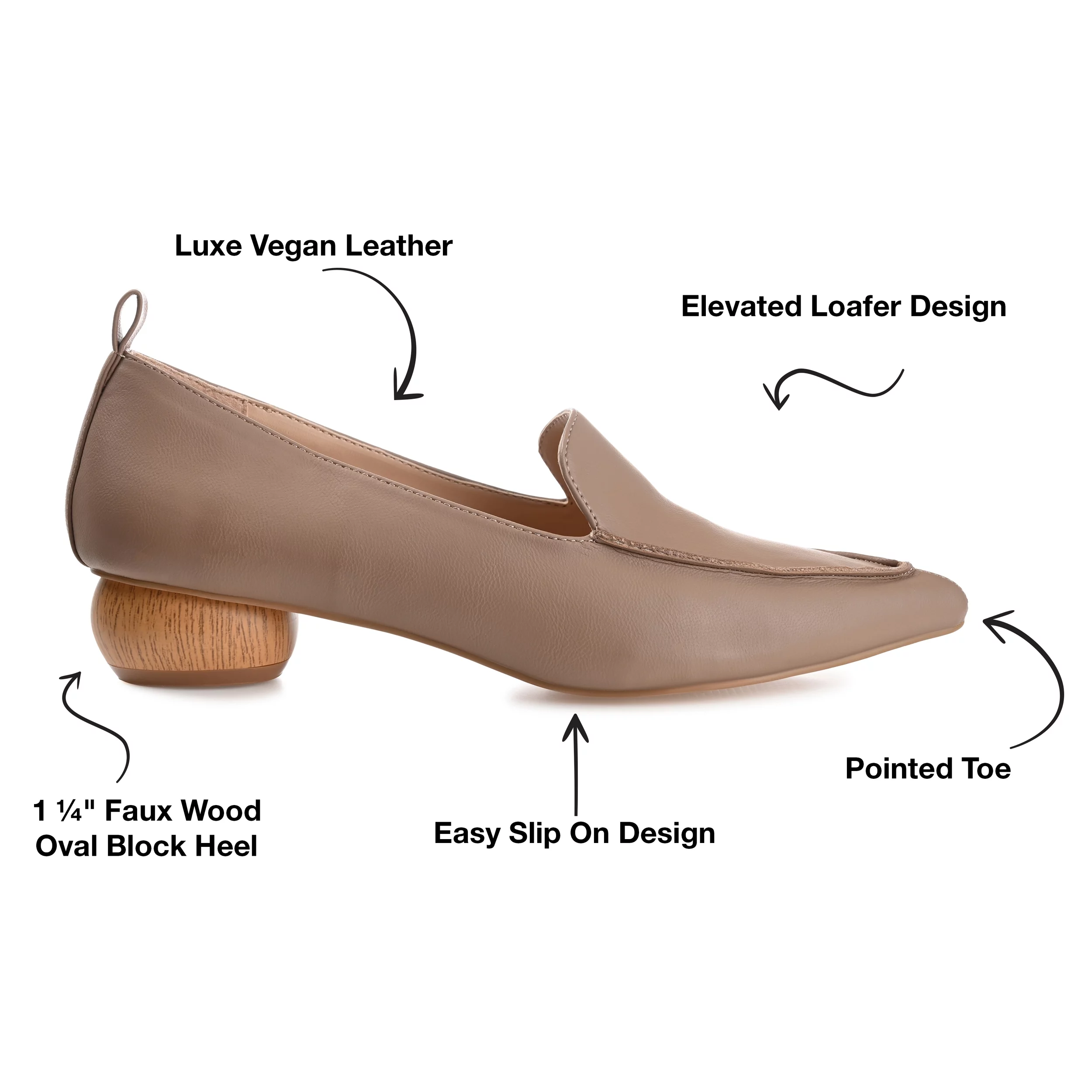 Journee Collection Womens Maggs Wide Width Loafer Pointed Toe Slip On Flats